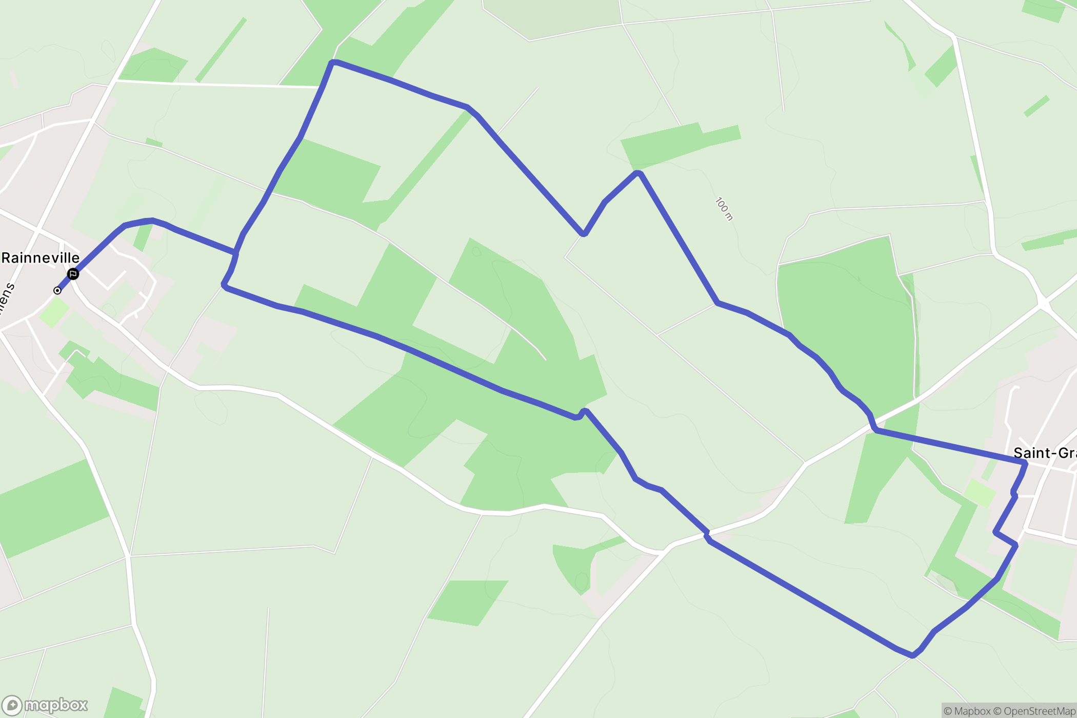 Rainneville : carte du parcours de randonnée - France