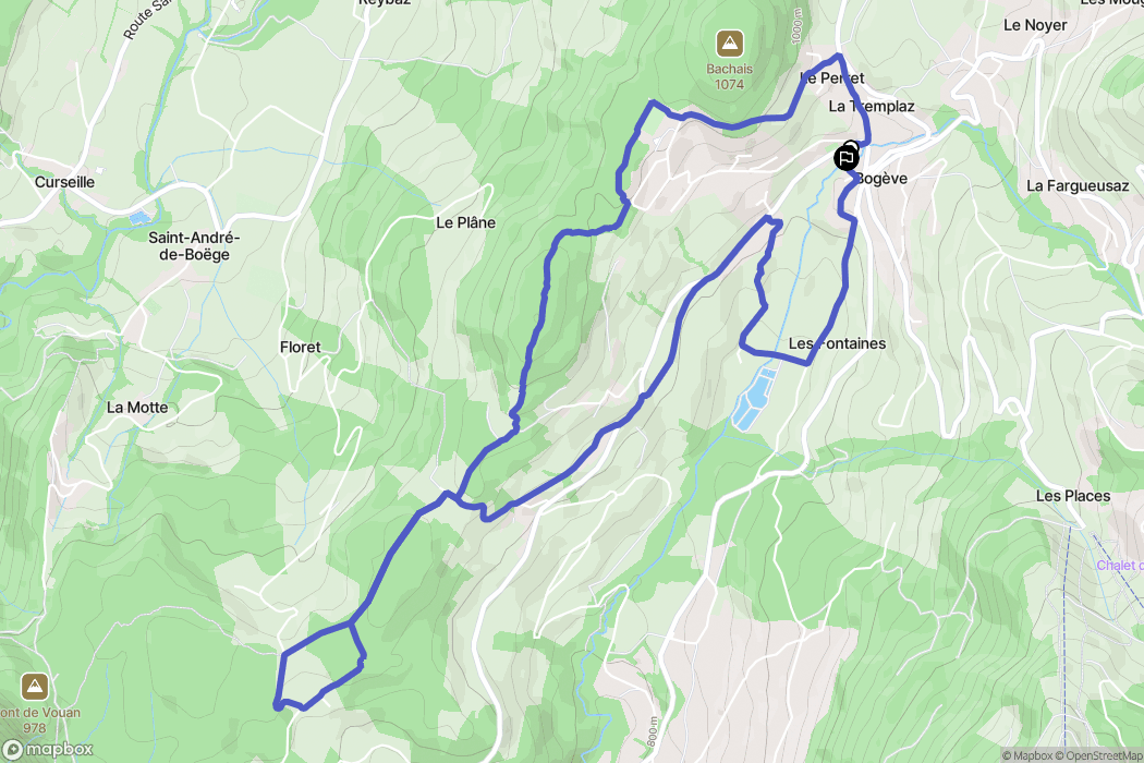 Bogève : carte du parcours de randonnée - France