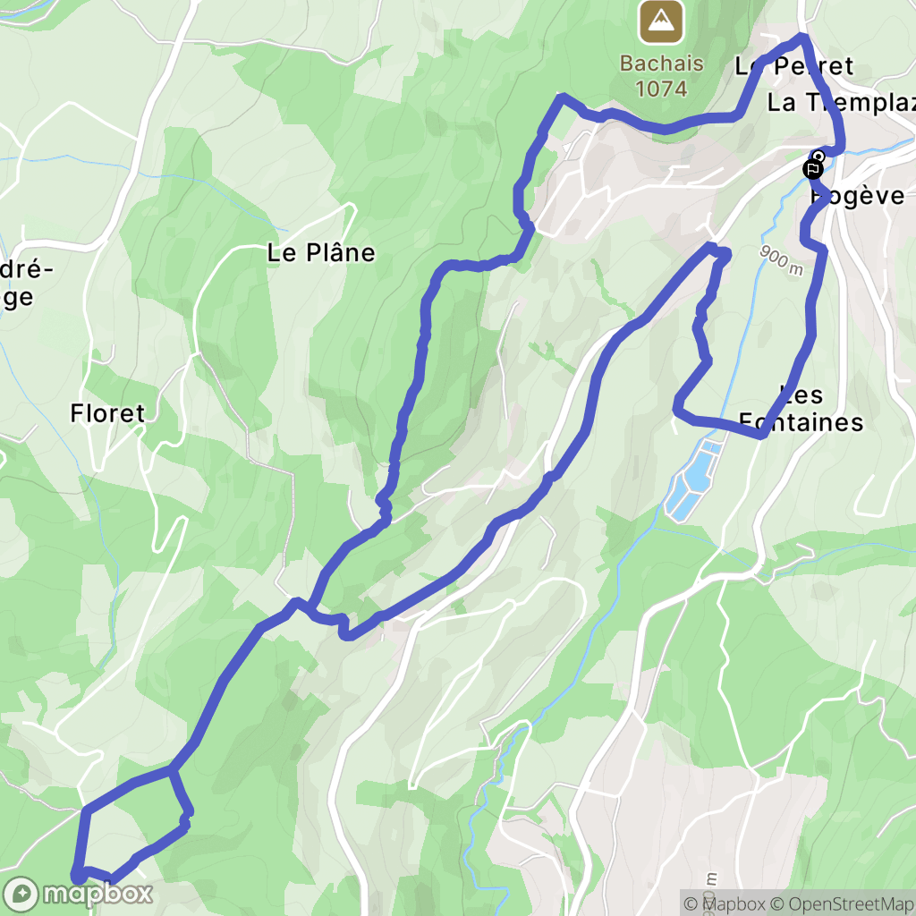 Bogève : carte du parcours de randonnée - France