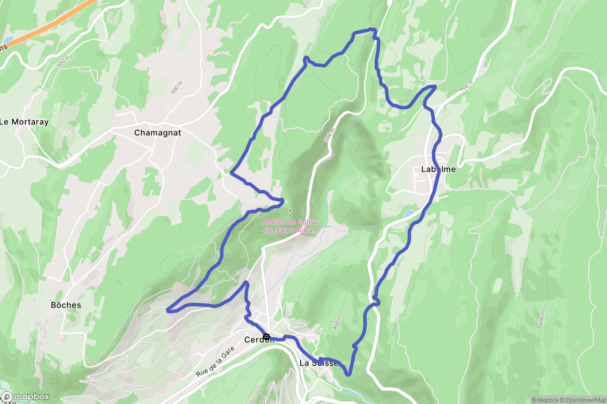 Cerdon : carte du parcours de randonnée - France