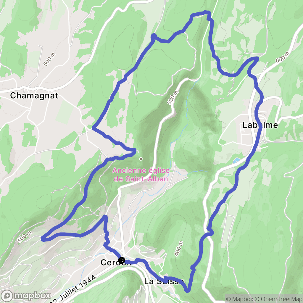 Cerdon : carte du parcours de randonnée - France