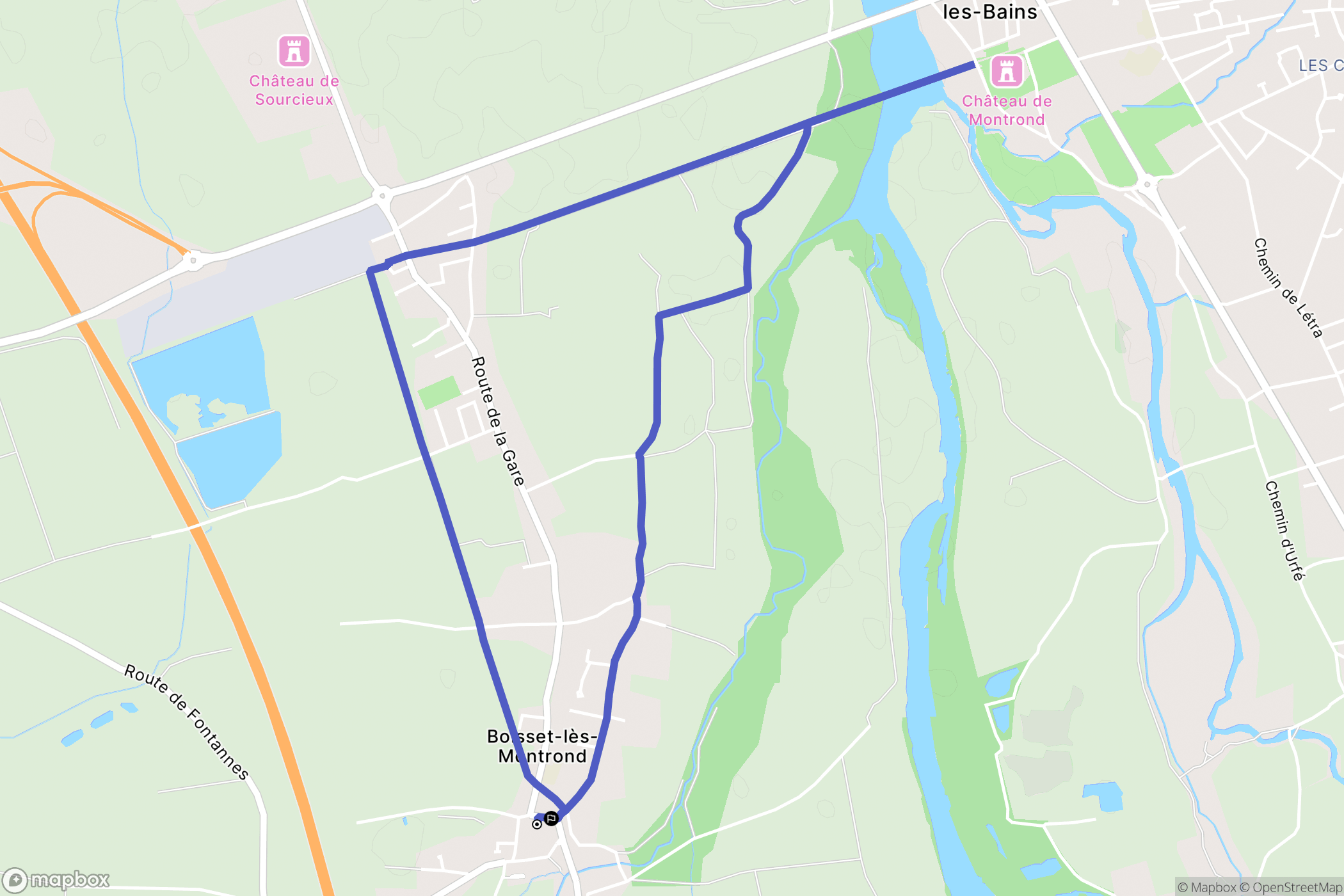 Boisset-lès-Montrond : carte du parcours de randonnée - France