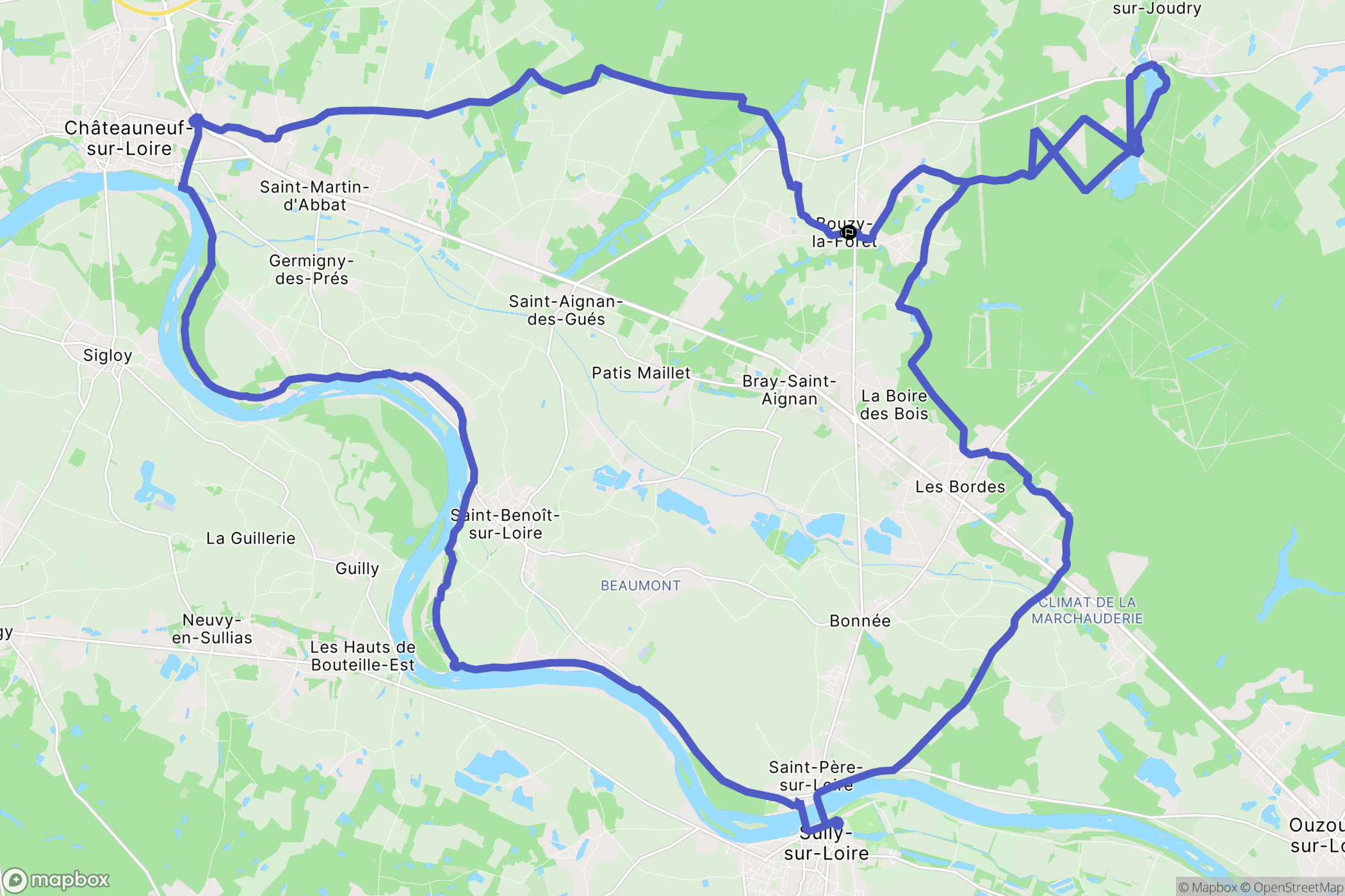 Bouzy-la-Forêt : carte du parcours de randonnée - France