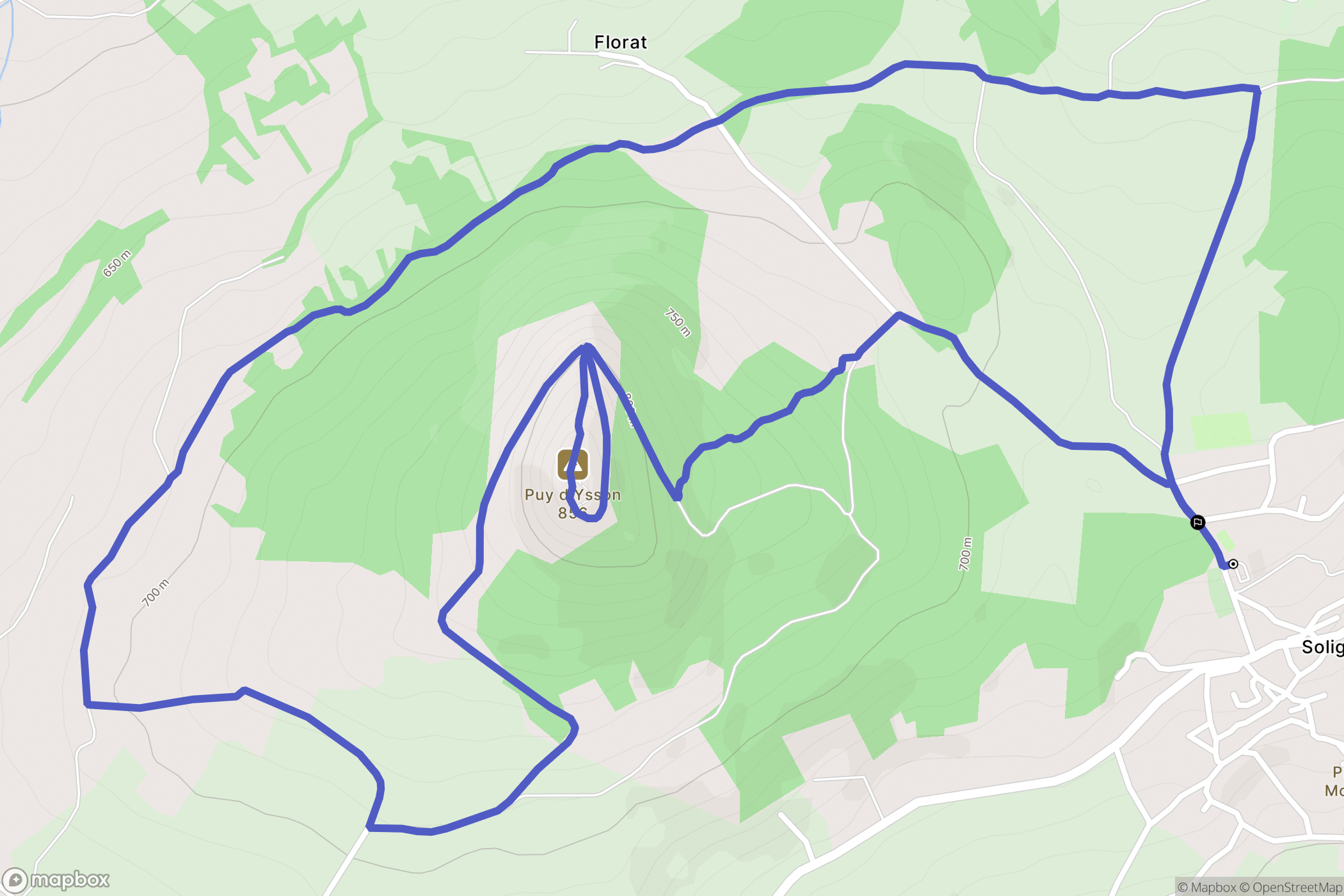 Solignat : carte du parcours de randonnée - France