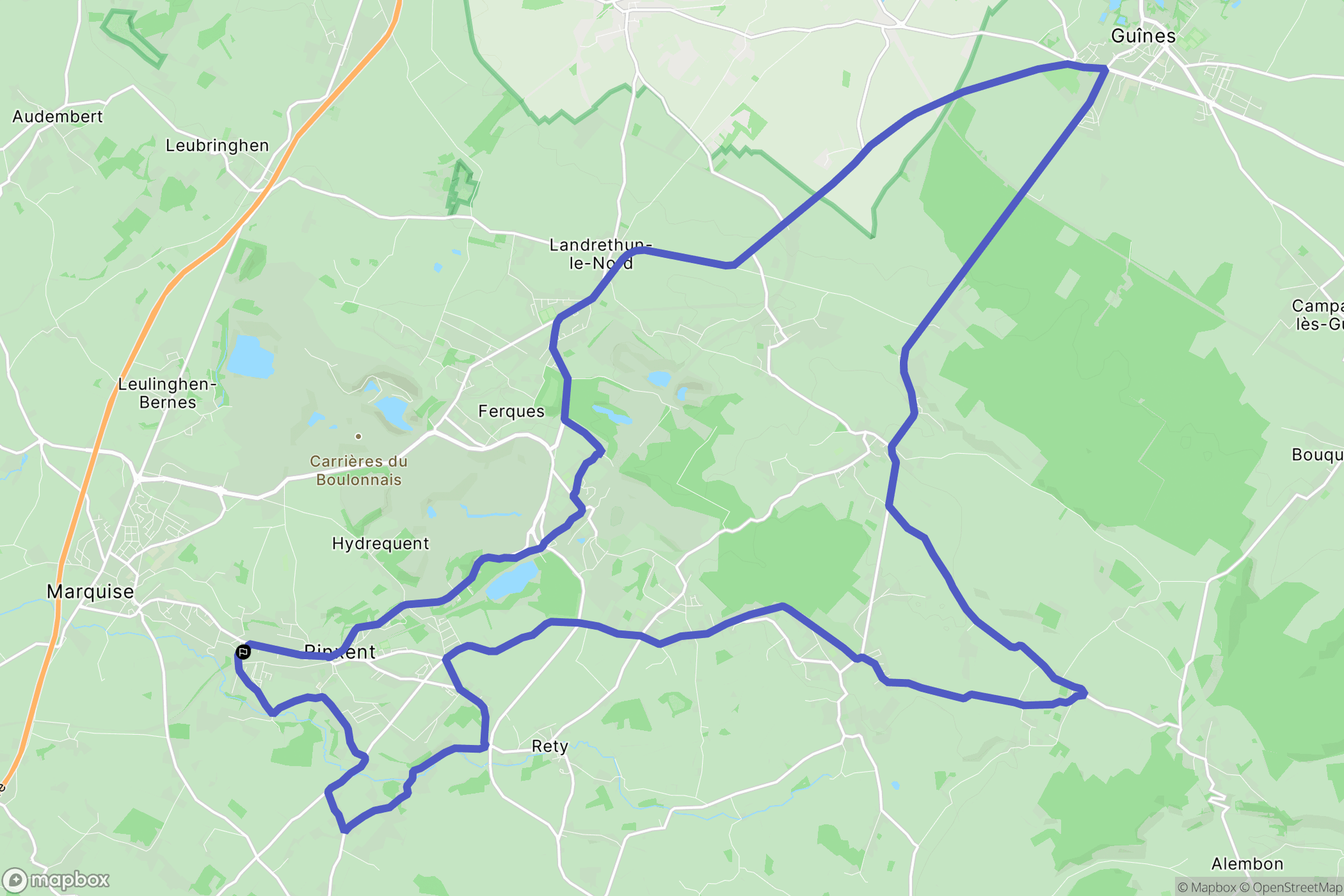 Rinxent : carte du parcours de randonnée - France