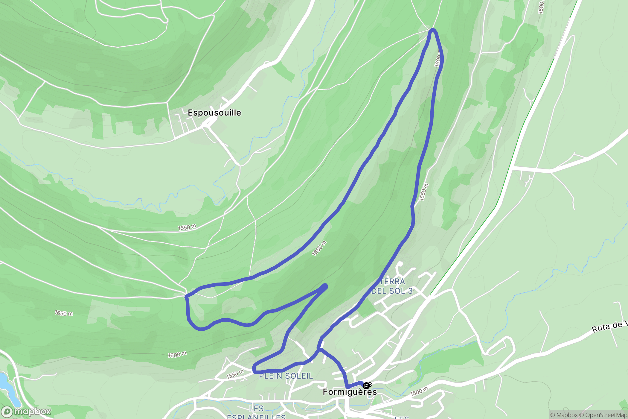 Formiguères : carte du parcours de randonnée - France