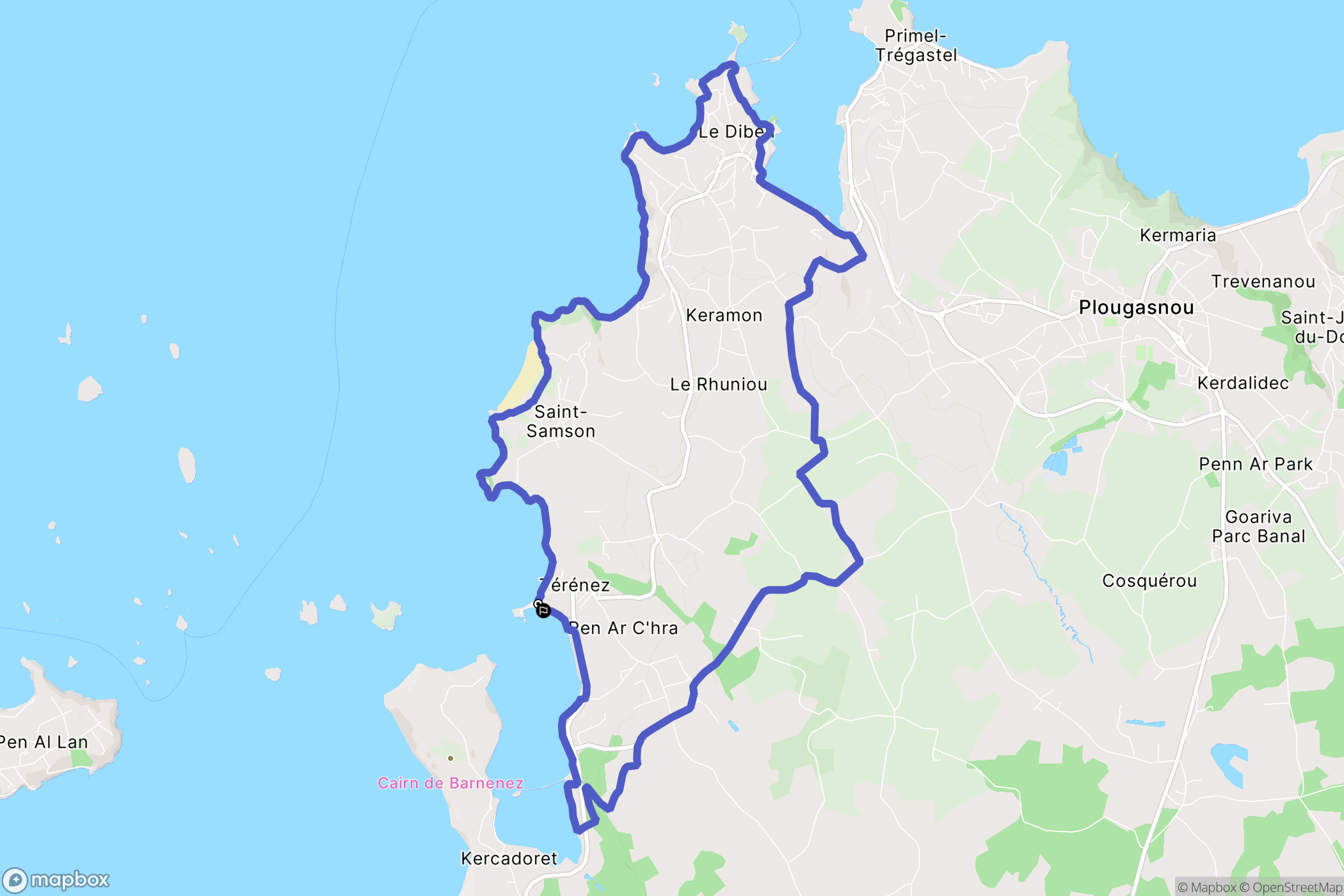 Plougasnou : carte du parcours de randonnée - France