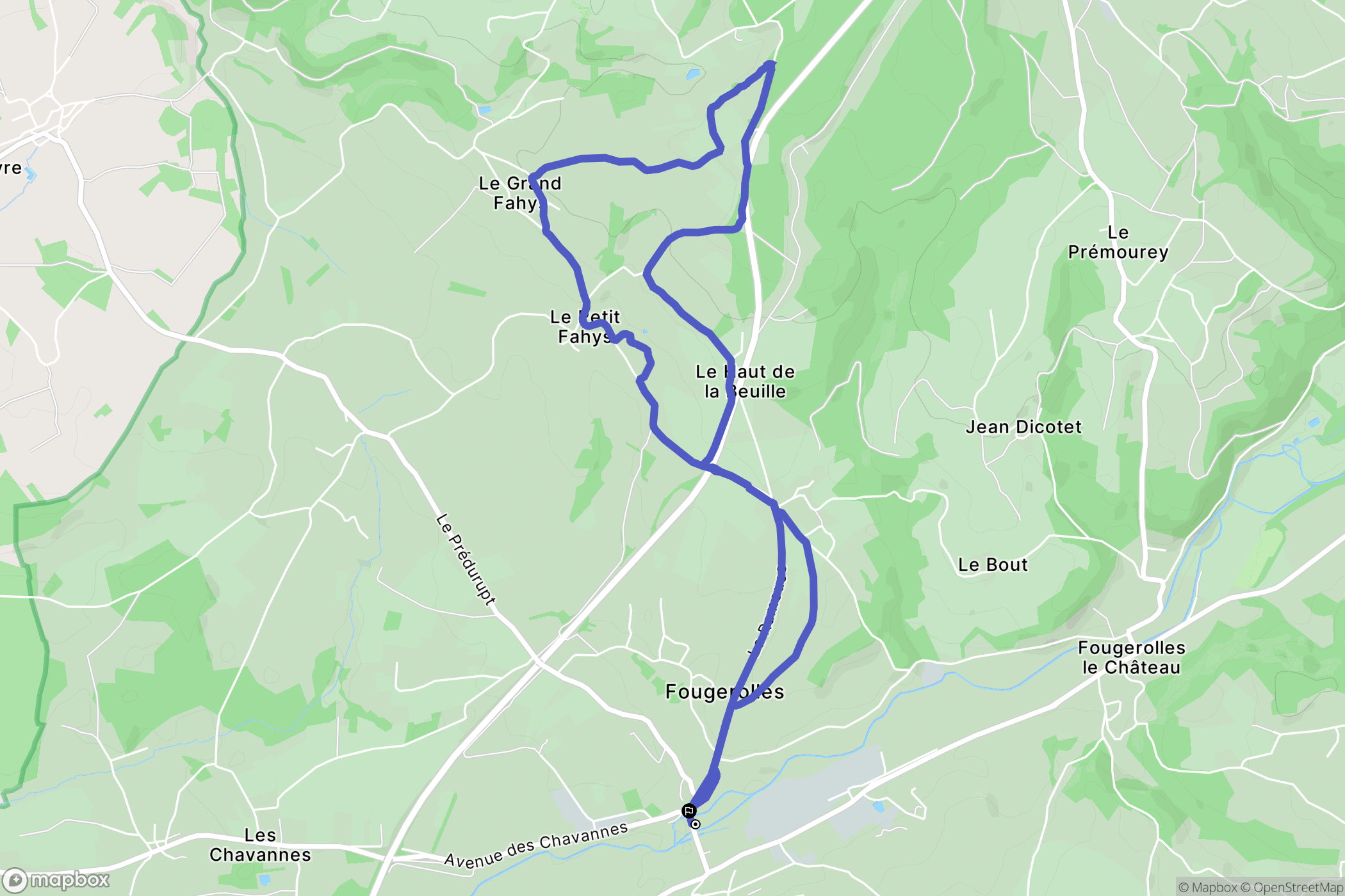 Fougerolles-Saint-Valbert : carte du parcours de randonnée - France