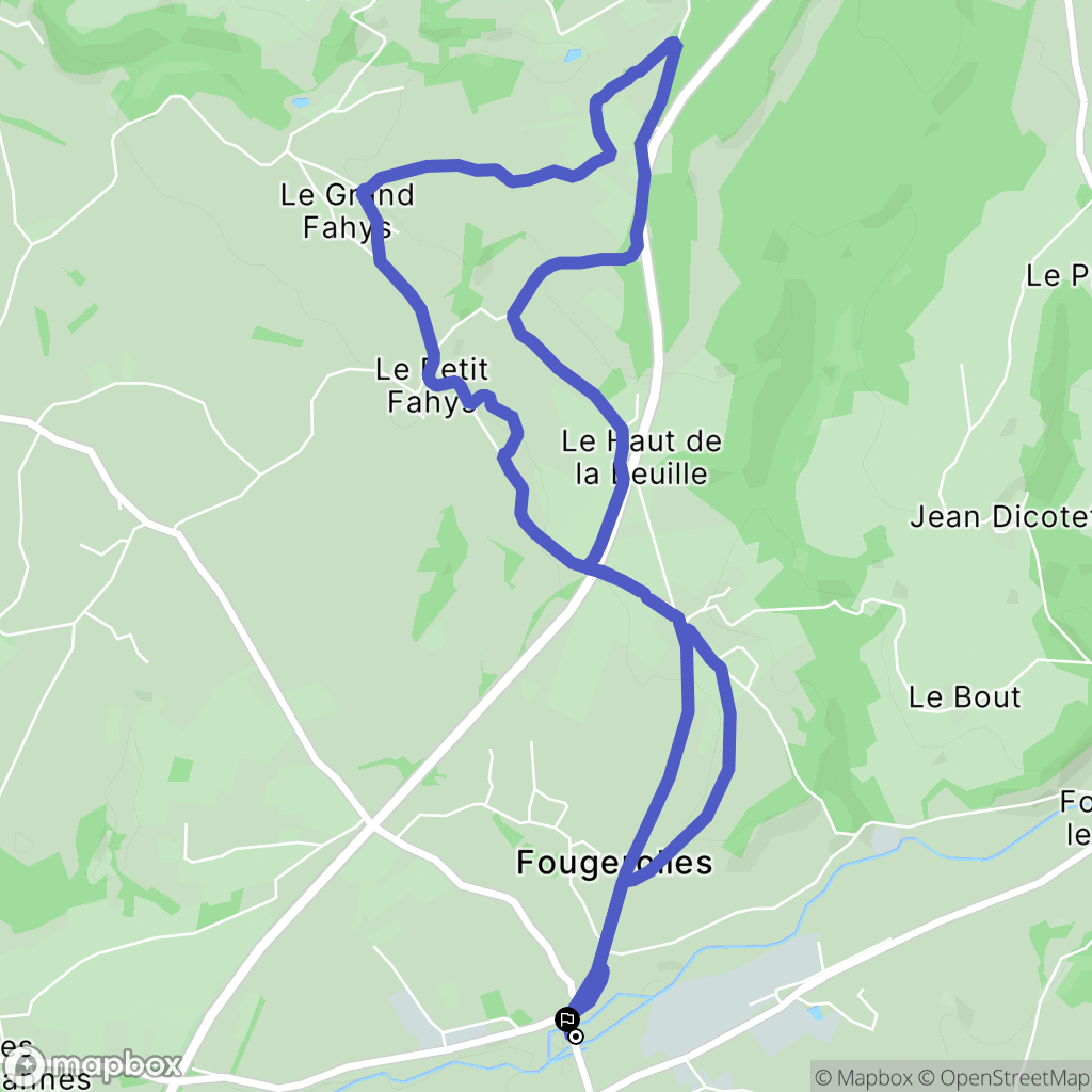 Fougerolles-Saint-Valbert : carte du parcours de randonnée - France