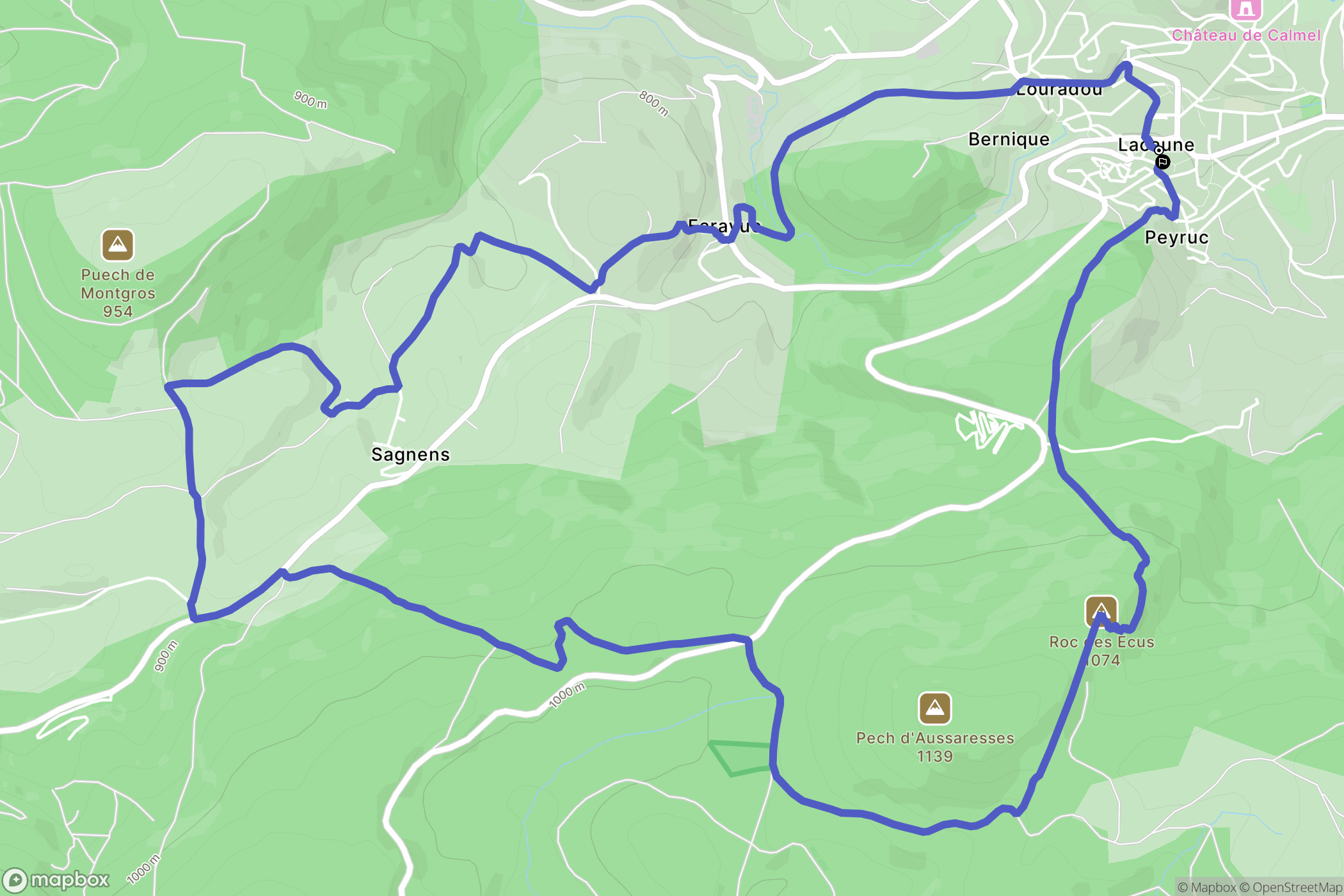 Lacaune : carte du parcours de randonnée - France