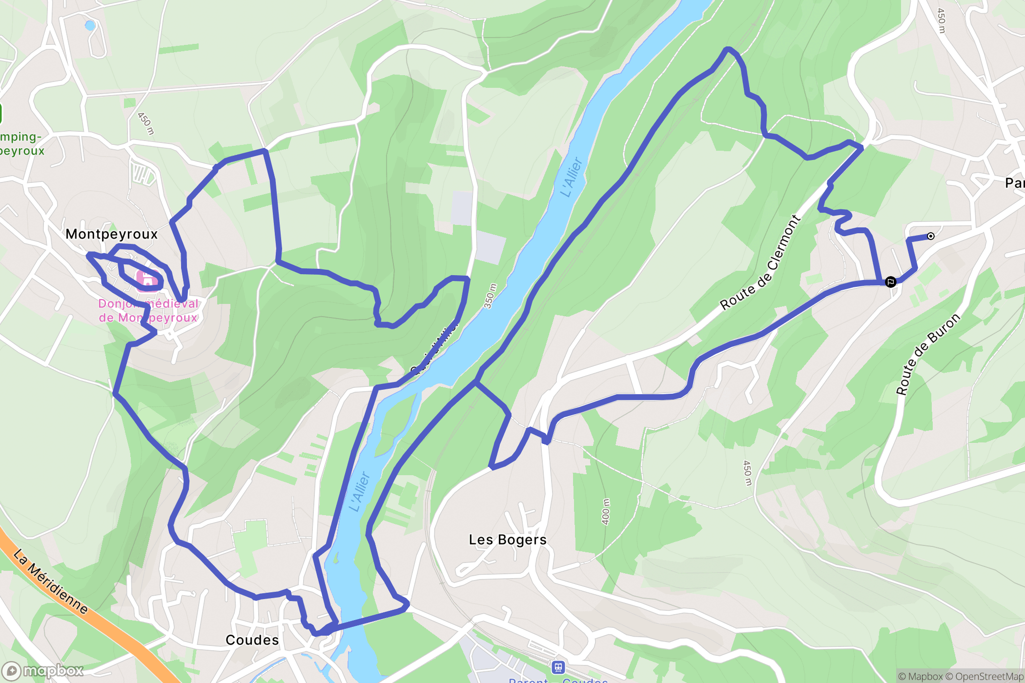 Parent : carte du parcours de randonnée - France