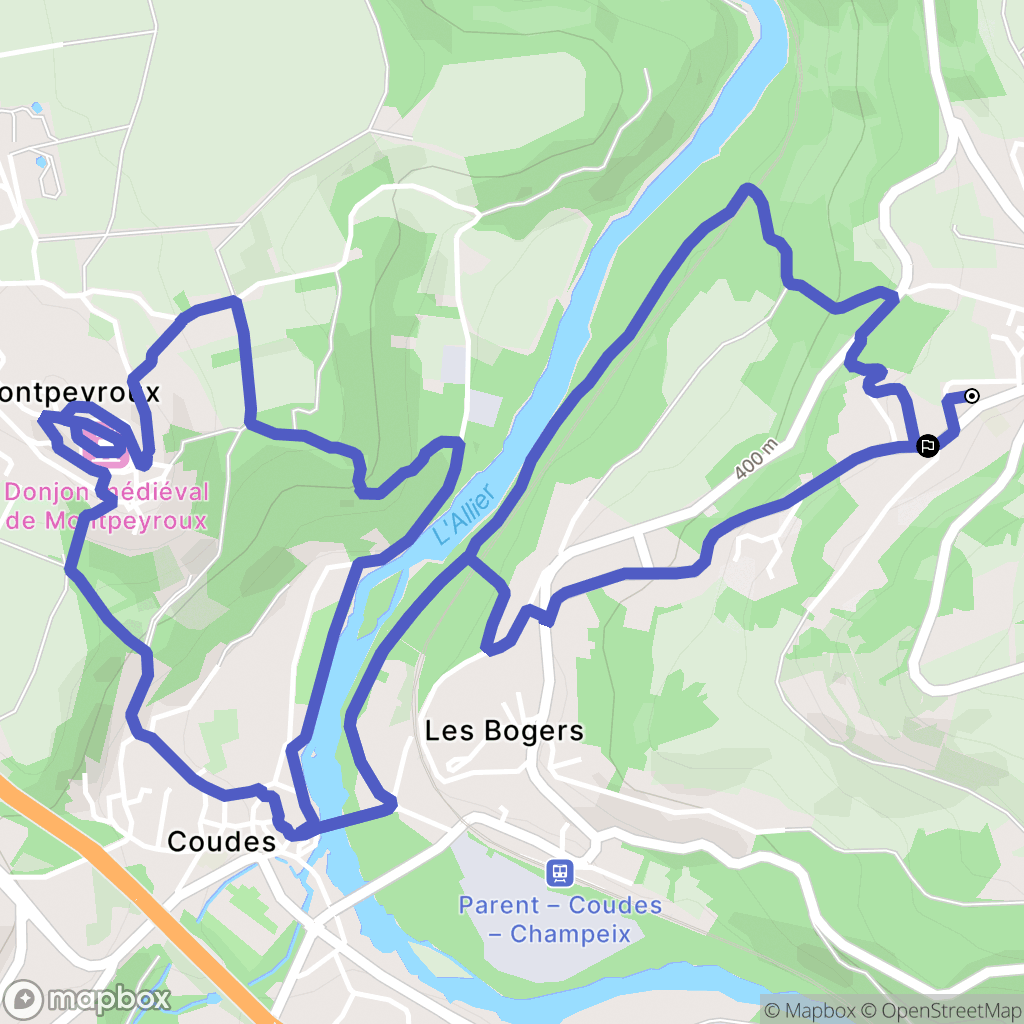 Parent : carte du parcours de randonnée - France