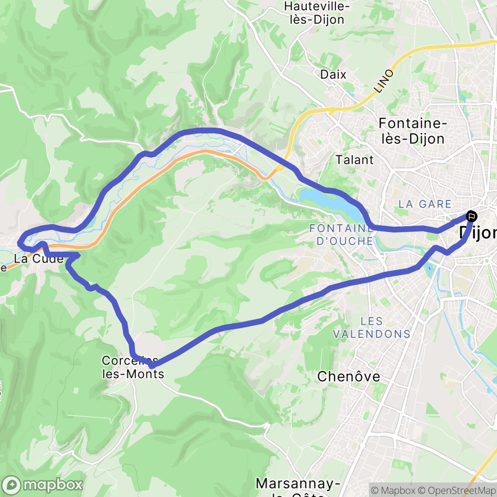 Dijon : carte du parcours de randonnée - France