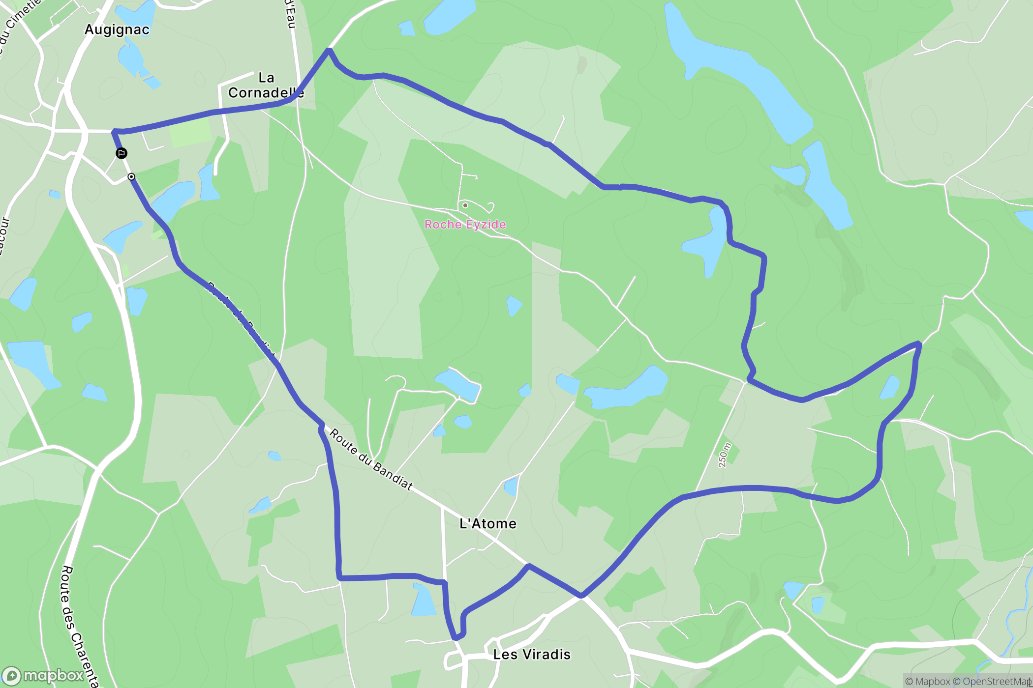 Augignac : carte du parcours de randonnée - France