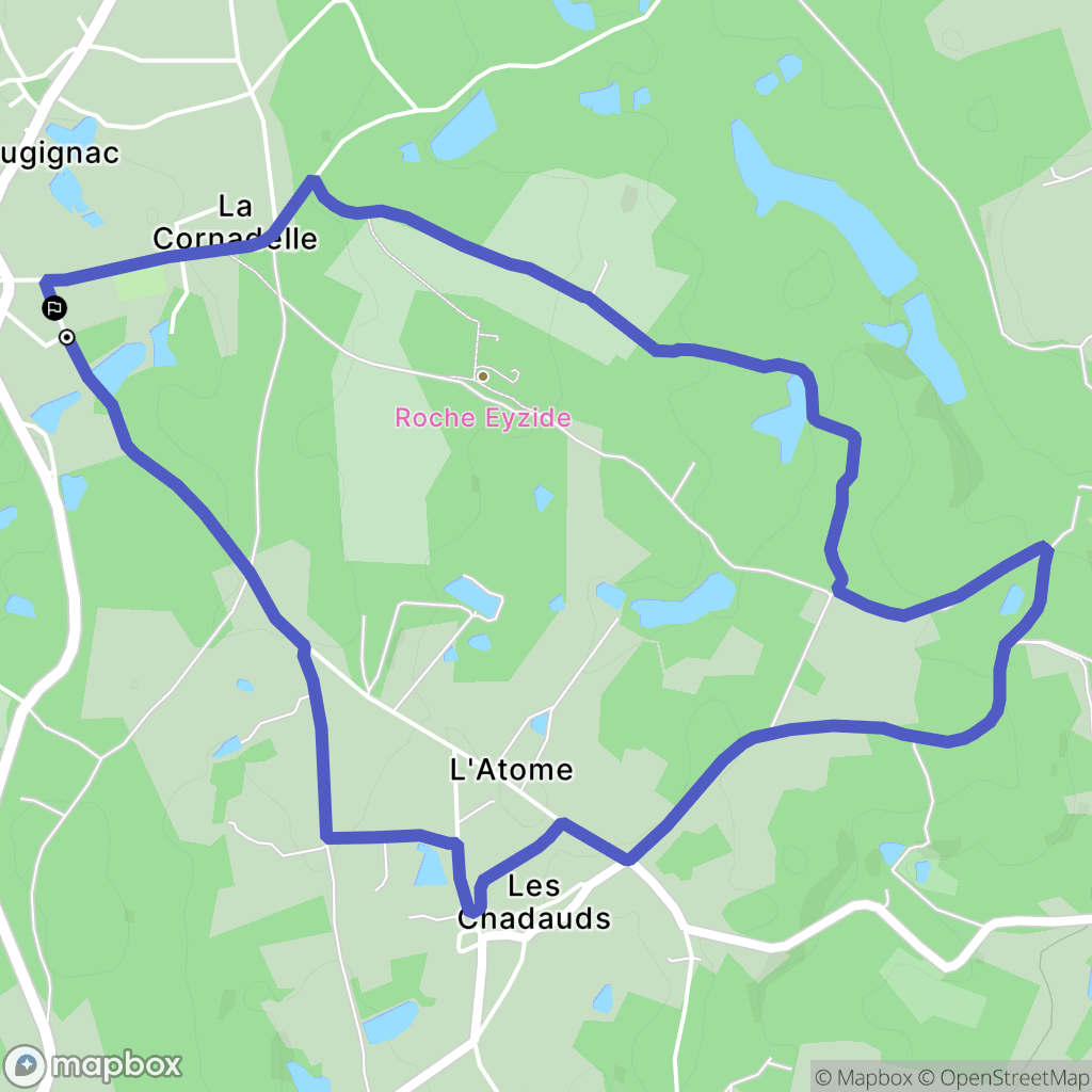 Augignac : carte du parcours de randonnée - France