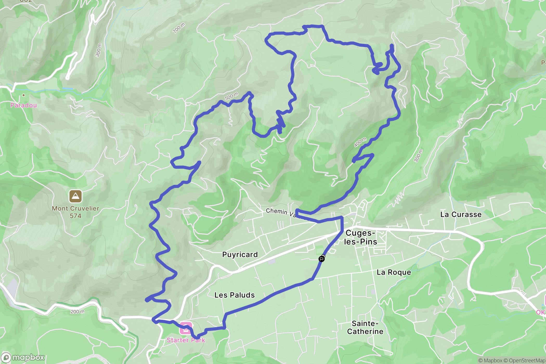 Cuges-les-Pins : carte du parcours de randonnée - France