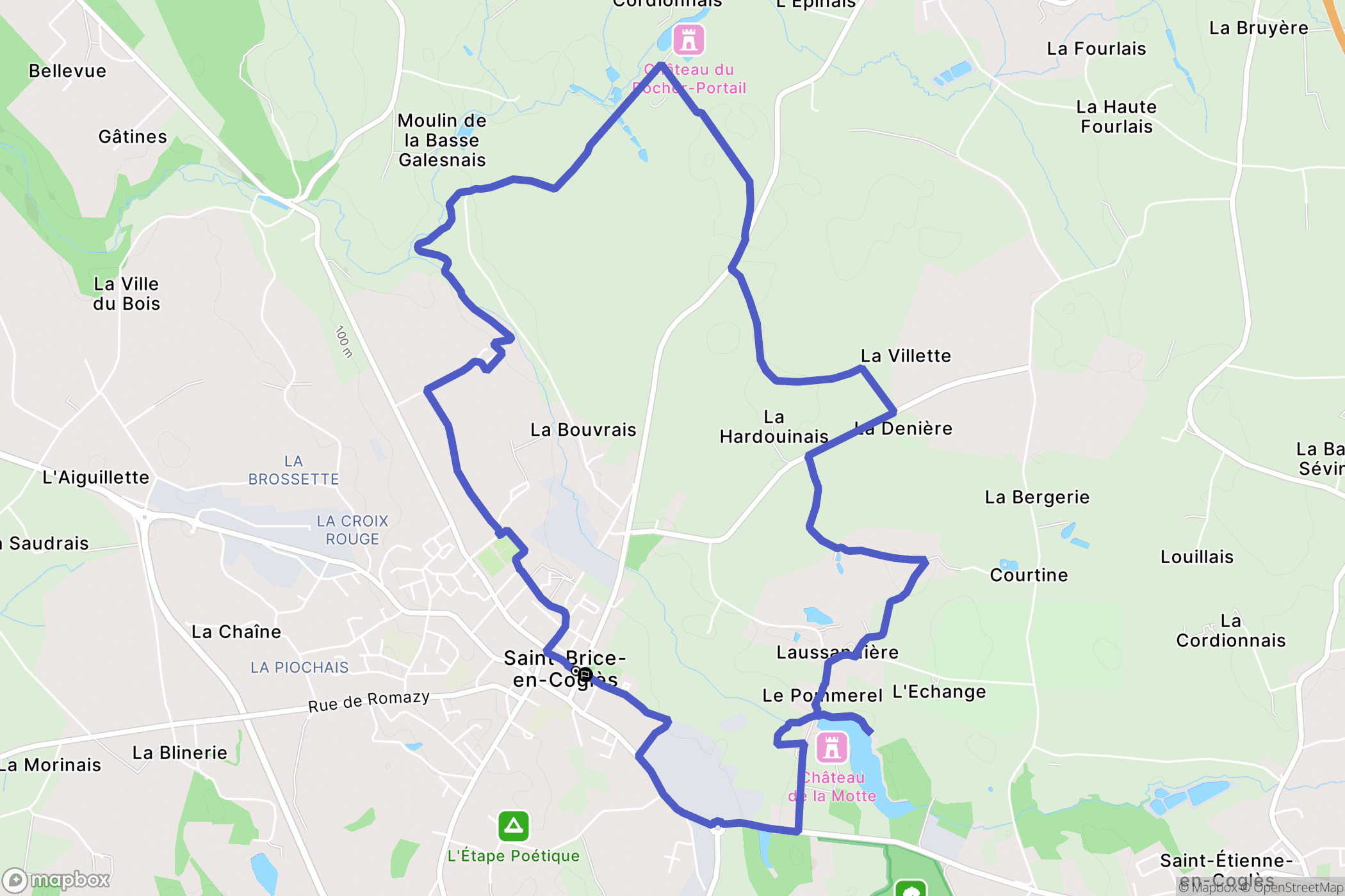 Maen Roch : carte du parcours de randonnée - France