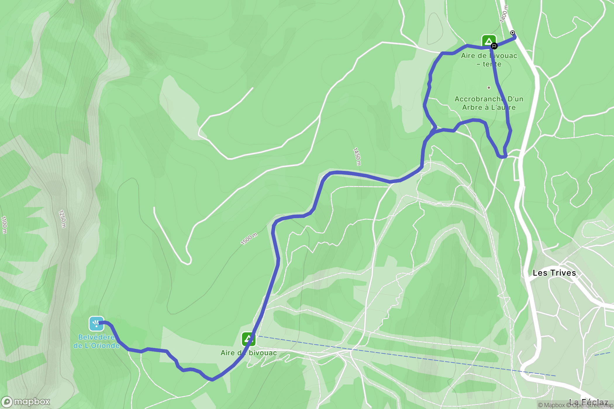 Les Deserts : carte du parcours de randonnée - France