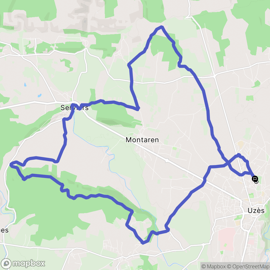 Uzès : carte du parcours de randonnée - France