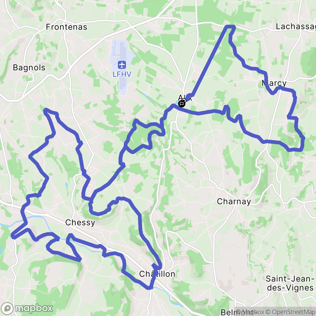 Alix : carte du parcours de randonnée - France