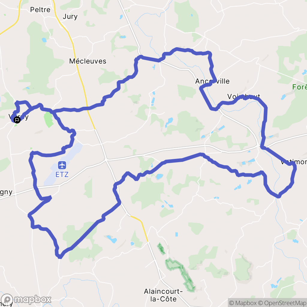Verny : carte du parcours de randonnée - France