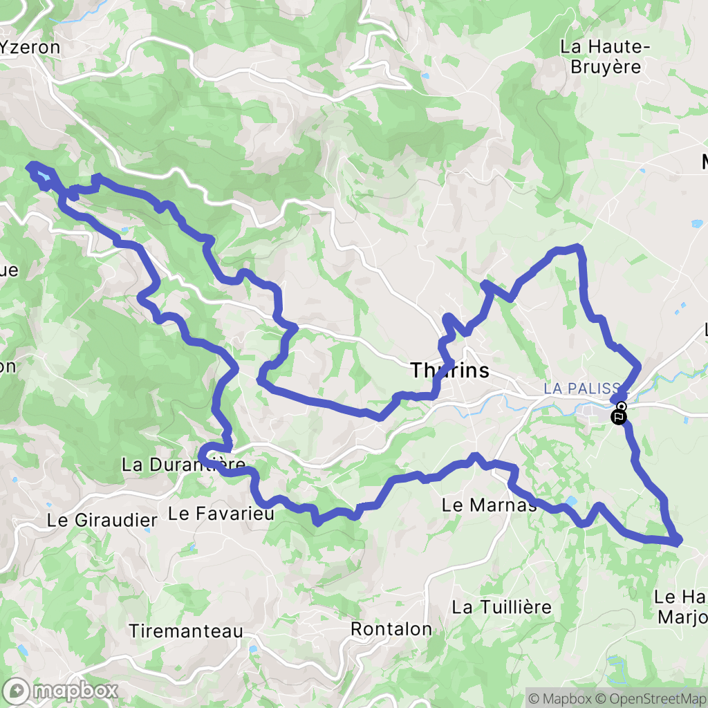 Thurins : carte du parcours de randonnée - France