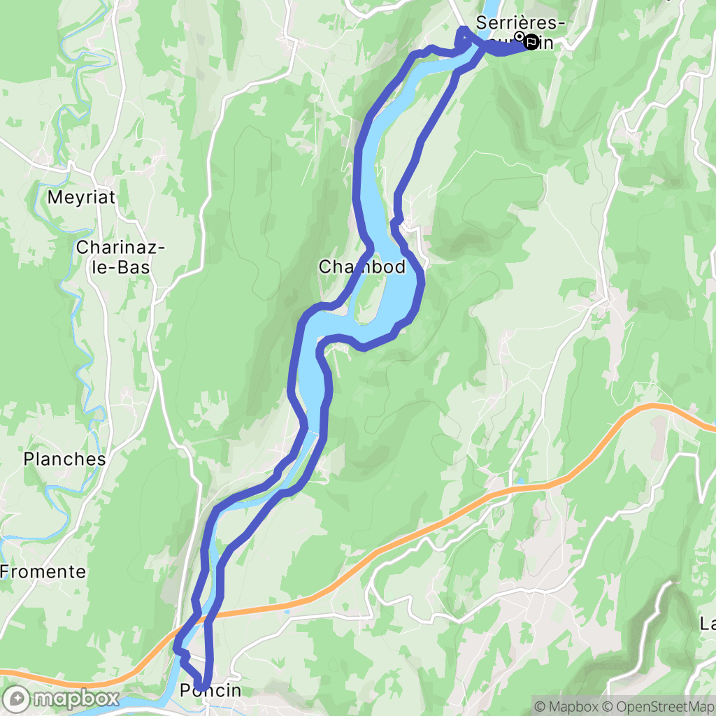 Serrières-sur-Ain : carte du parcours de randonnée - France