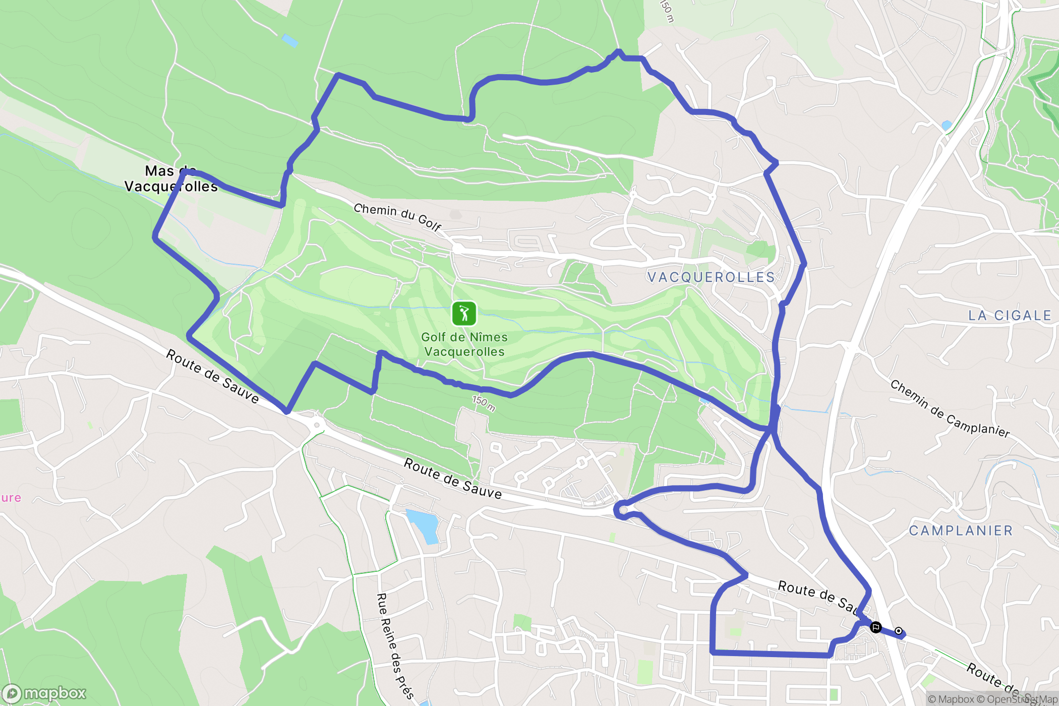 Nîmes : carte du parcours de randonnée - France
