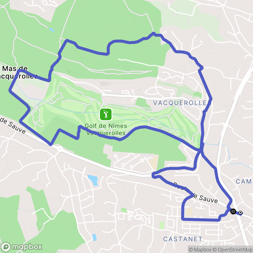 Nîmes : carte du parcours de randonnée - France
