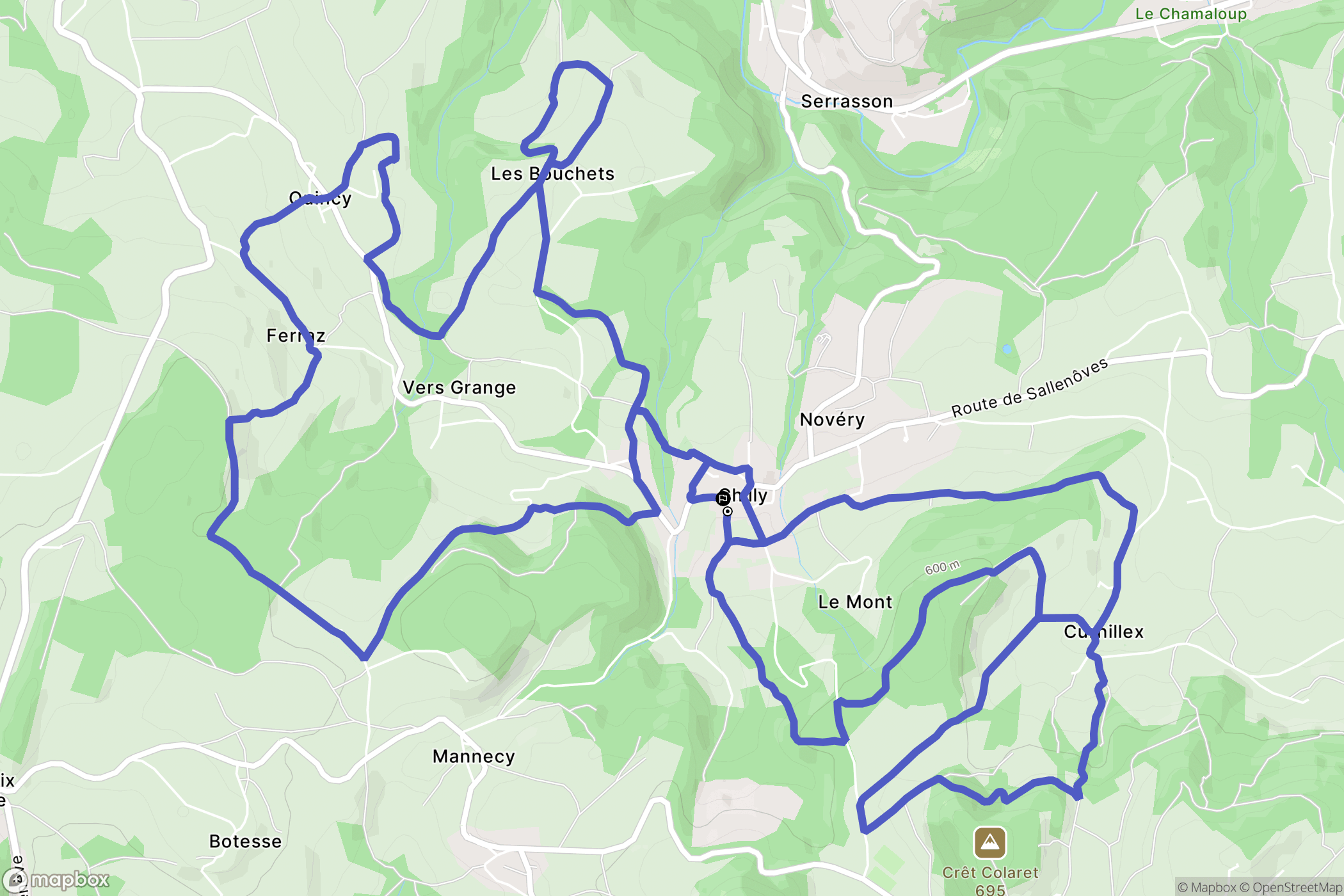 Chilly : carte du parcours de randonnée - France