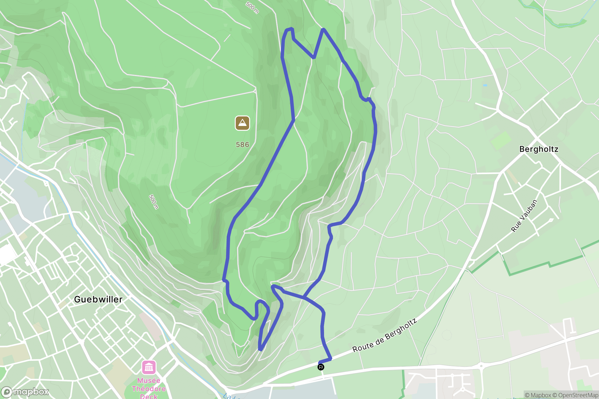 Guebwiller : carte du parcours de randonnée - France