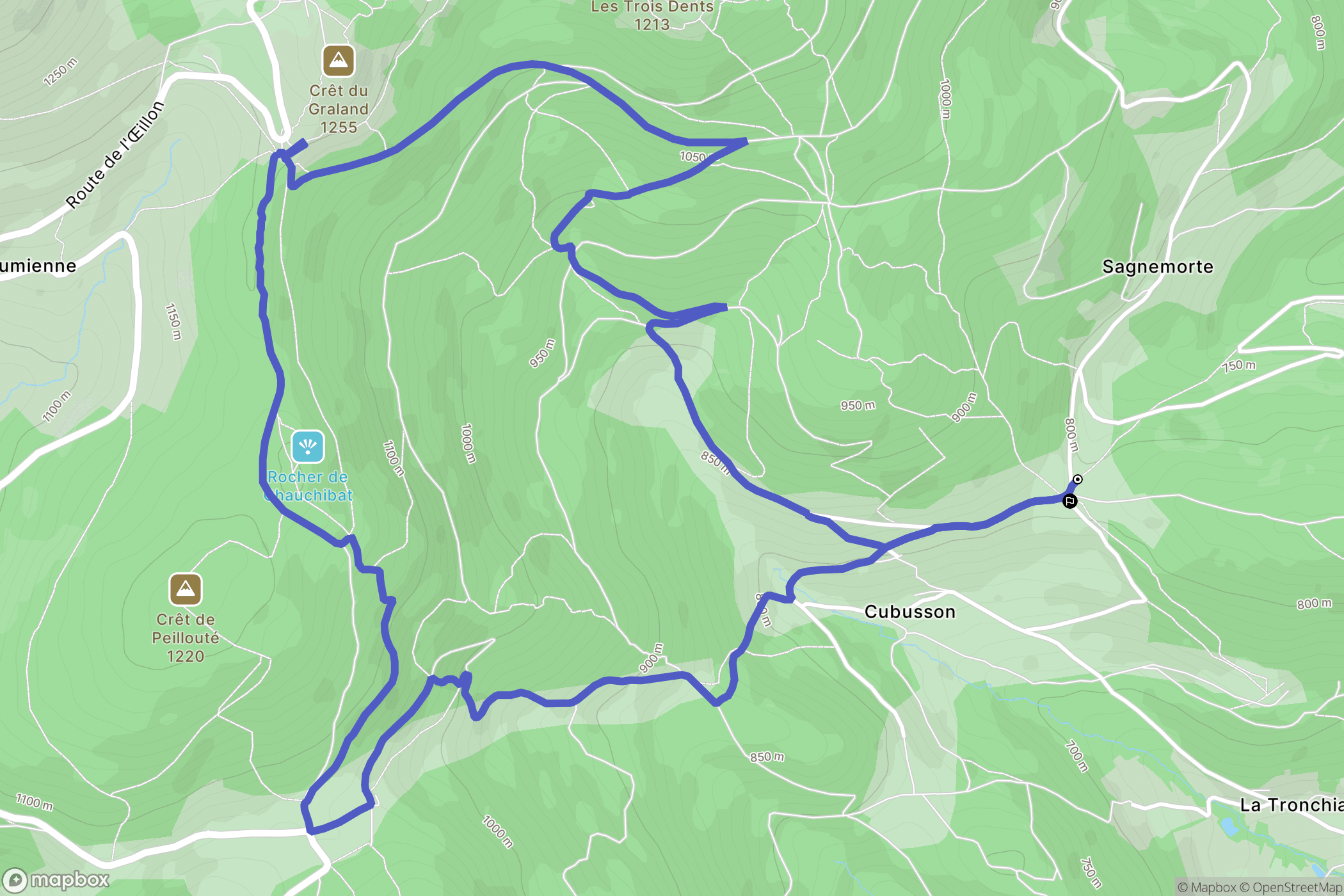 Roisey : carte du parcours de randonnée - France