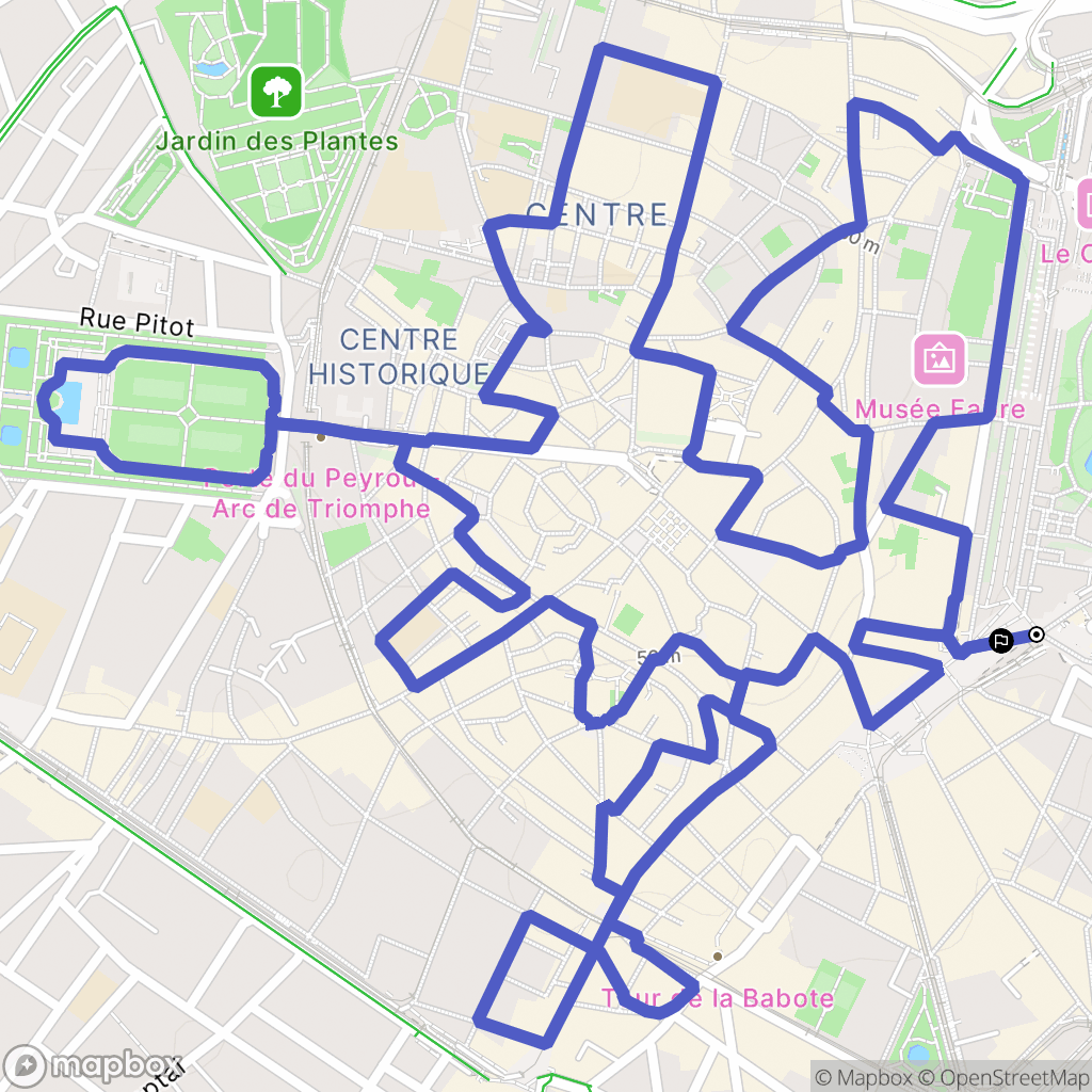 Montpellier : carte du parcours de randonnée - France
