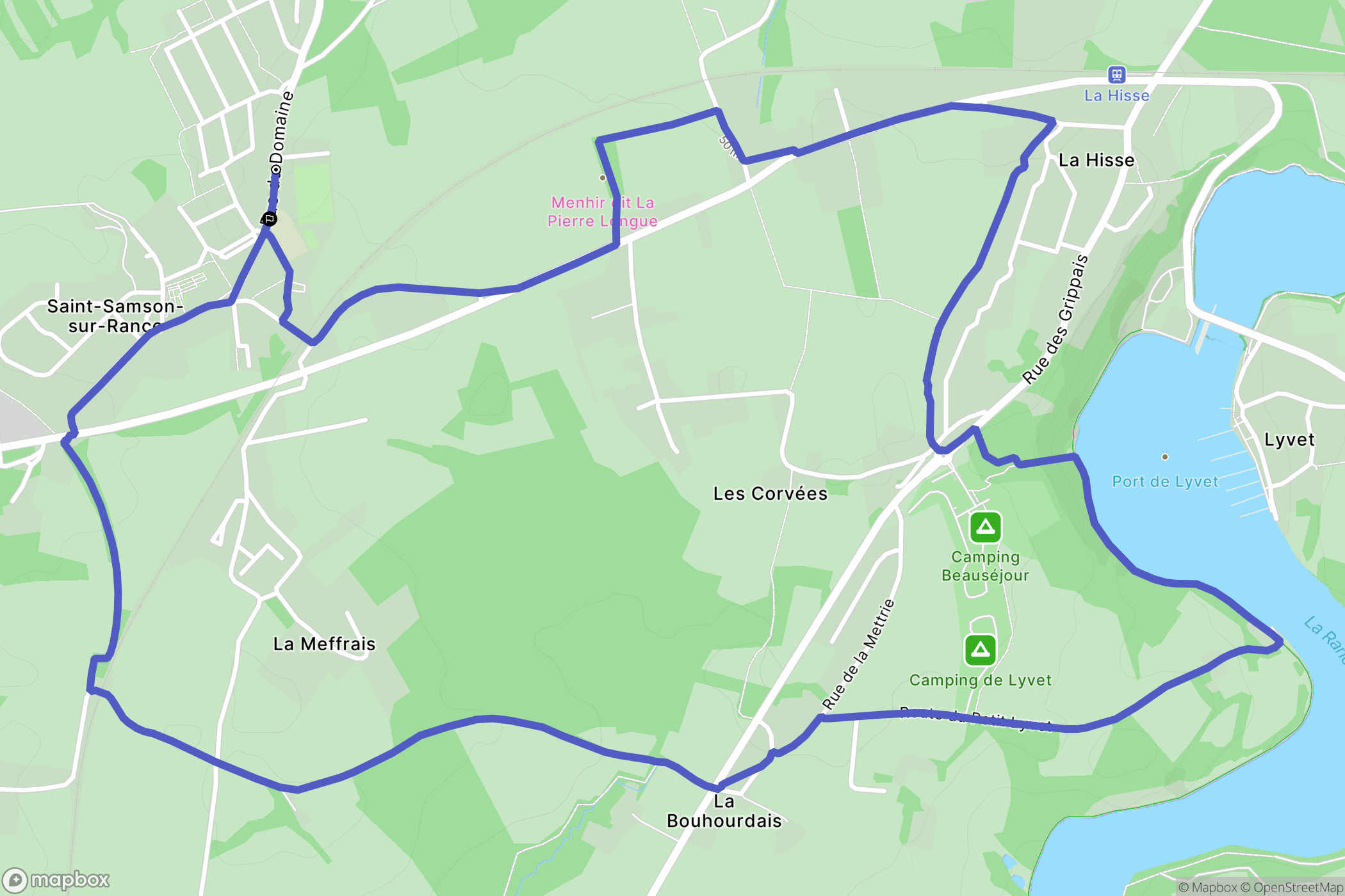 Saint-Samson-sur-Rance : carte du parcours de randonnée - France