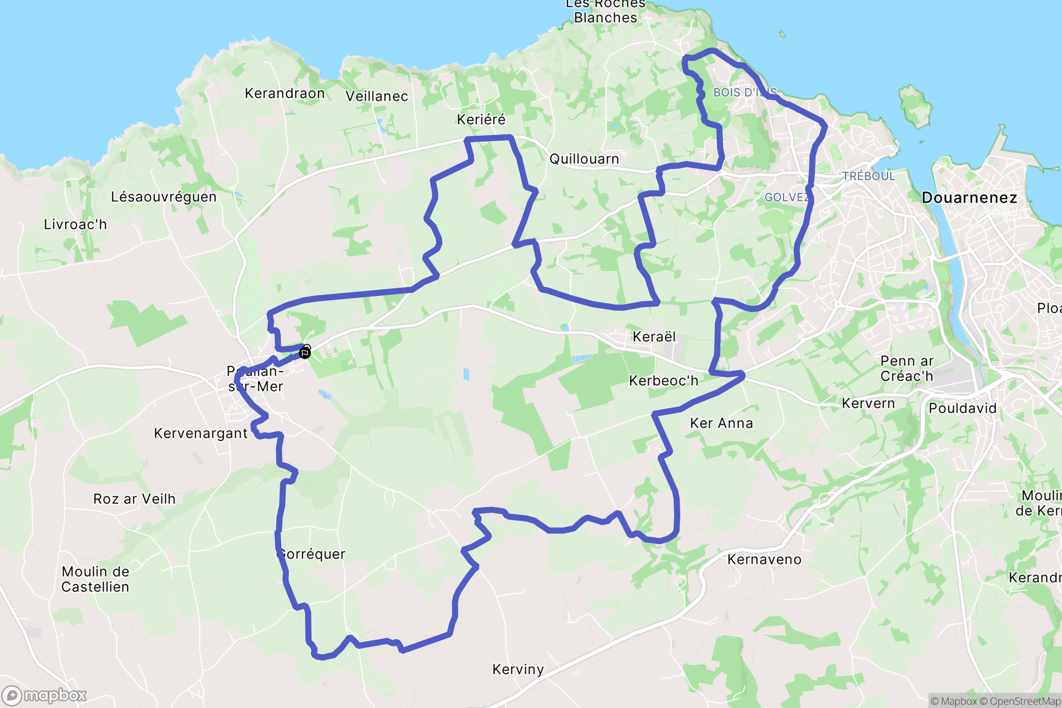 Poullan-sur-Mer : carte du parcours de randonnée - France