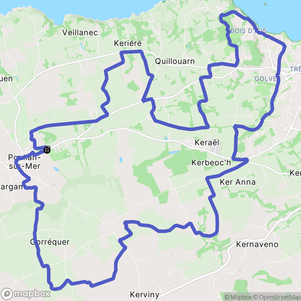 Poullan-sur-Mer : carte du parcours de randonnée - France