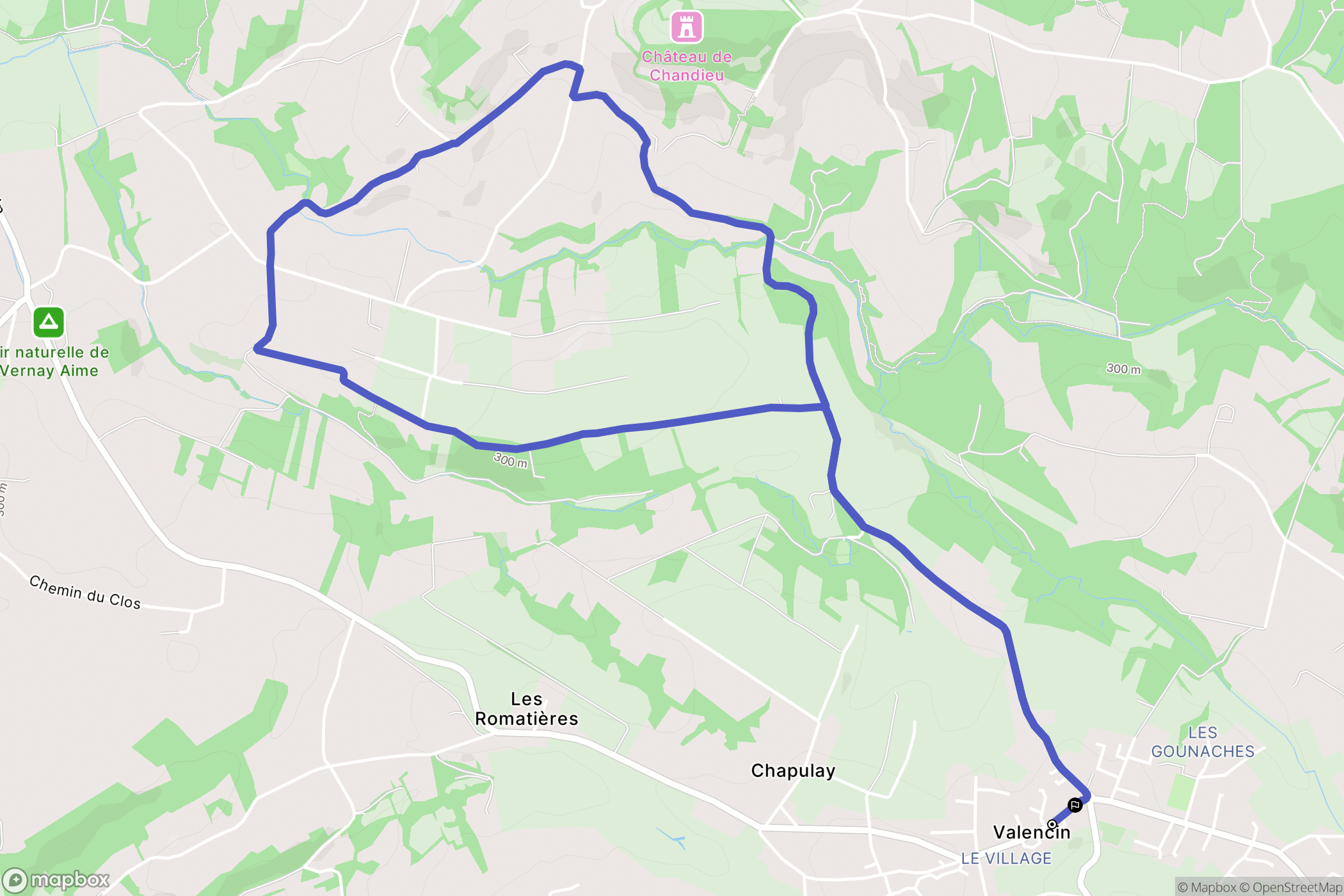 Valencin : carte du parcours de randonnée - France