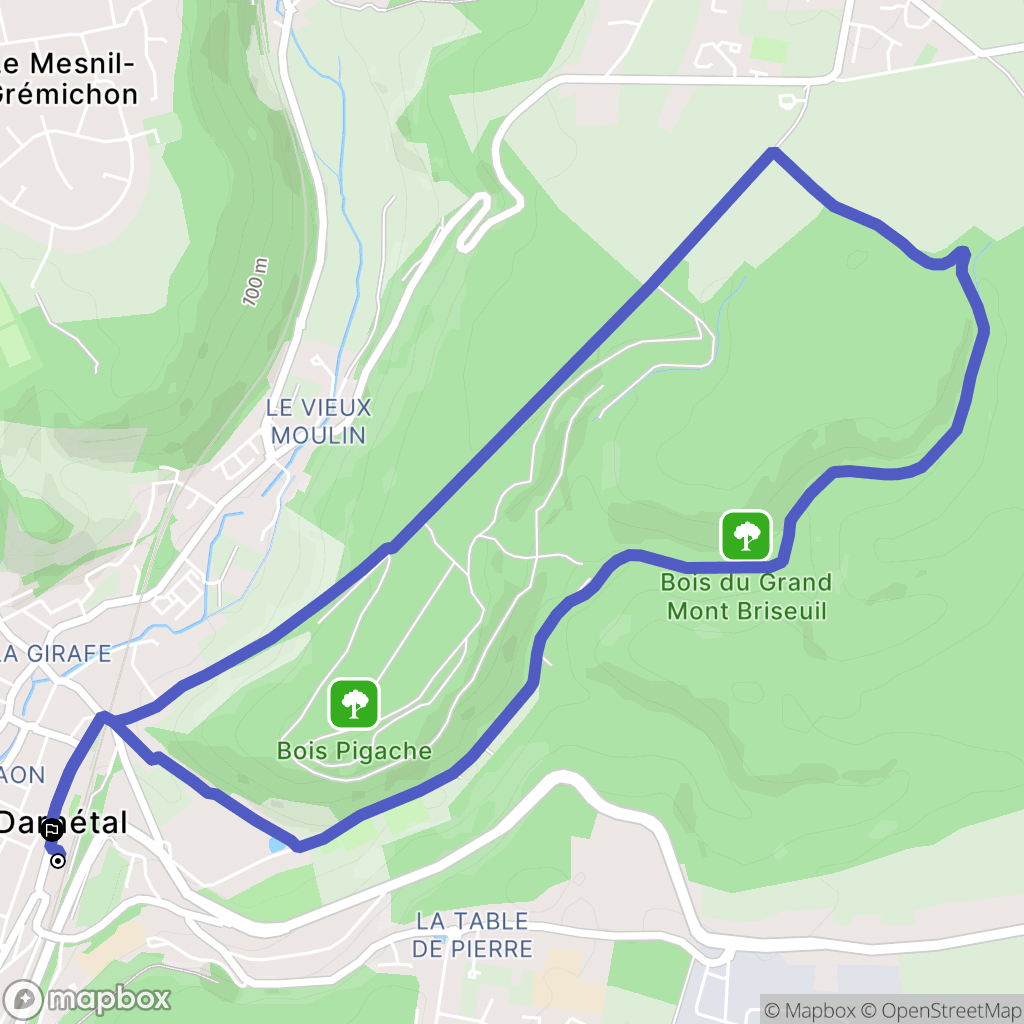 Darnétal : carte du parcours de randonnée - France