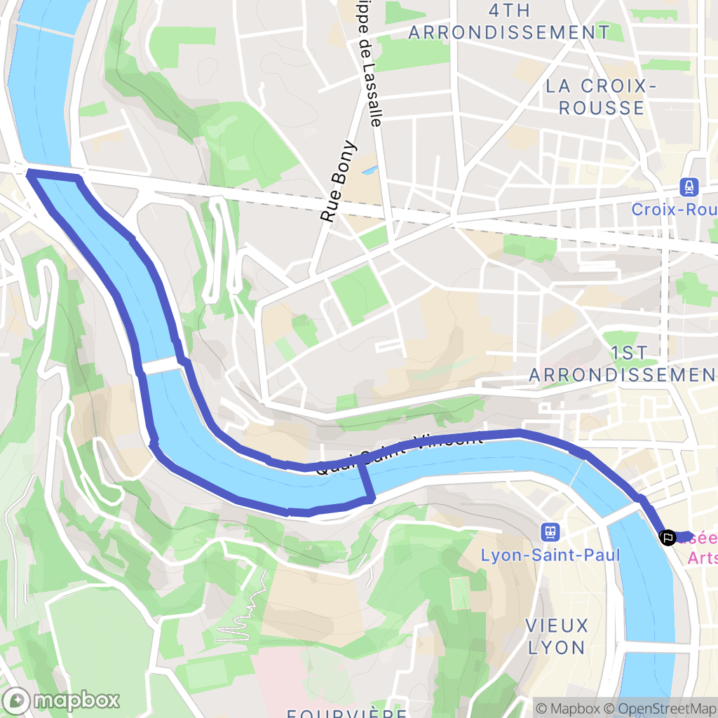 Lyon : carte du parcours de randonnée - France