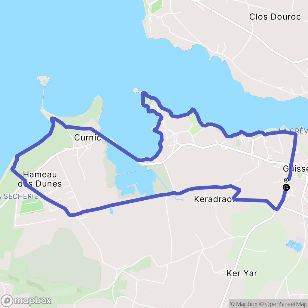 Guissény : carte du parcours de randonnée - France