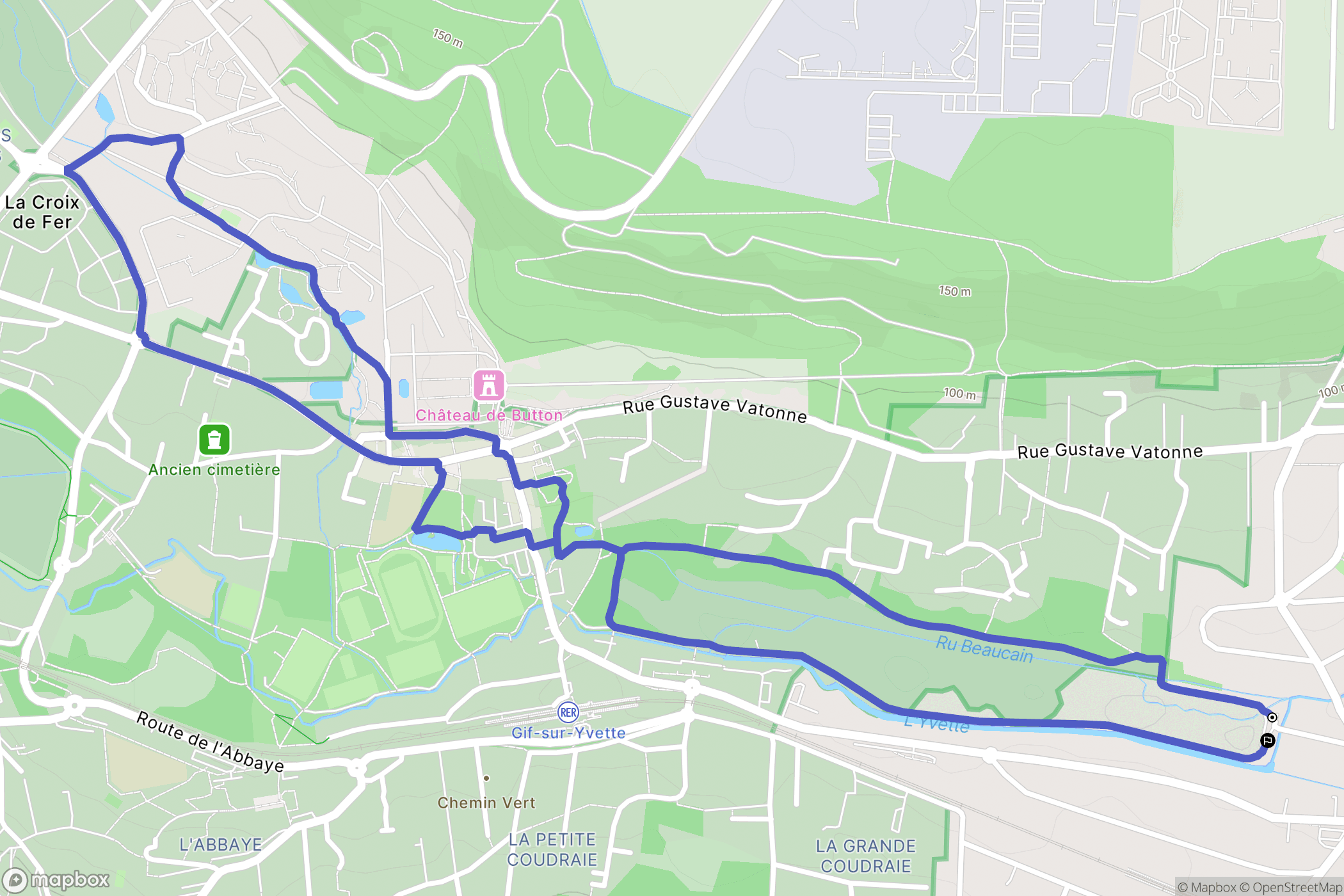 Bures-sur-Yvette : carte du parcours de randonnée - France