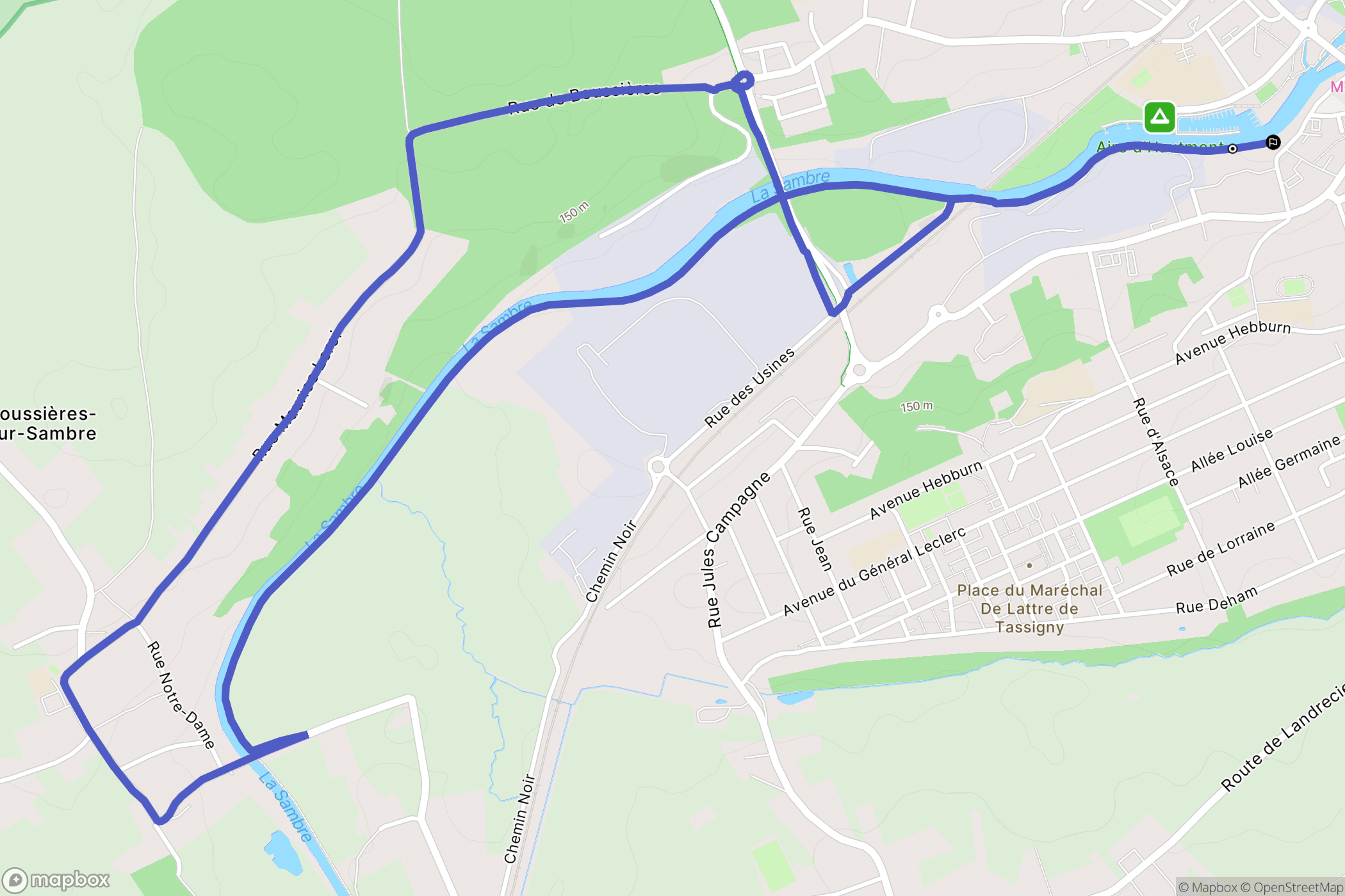 Hautmont : carte du parcours de randonnée - France