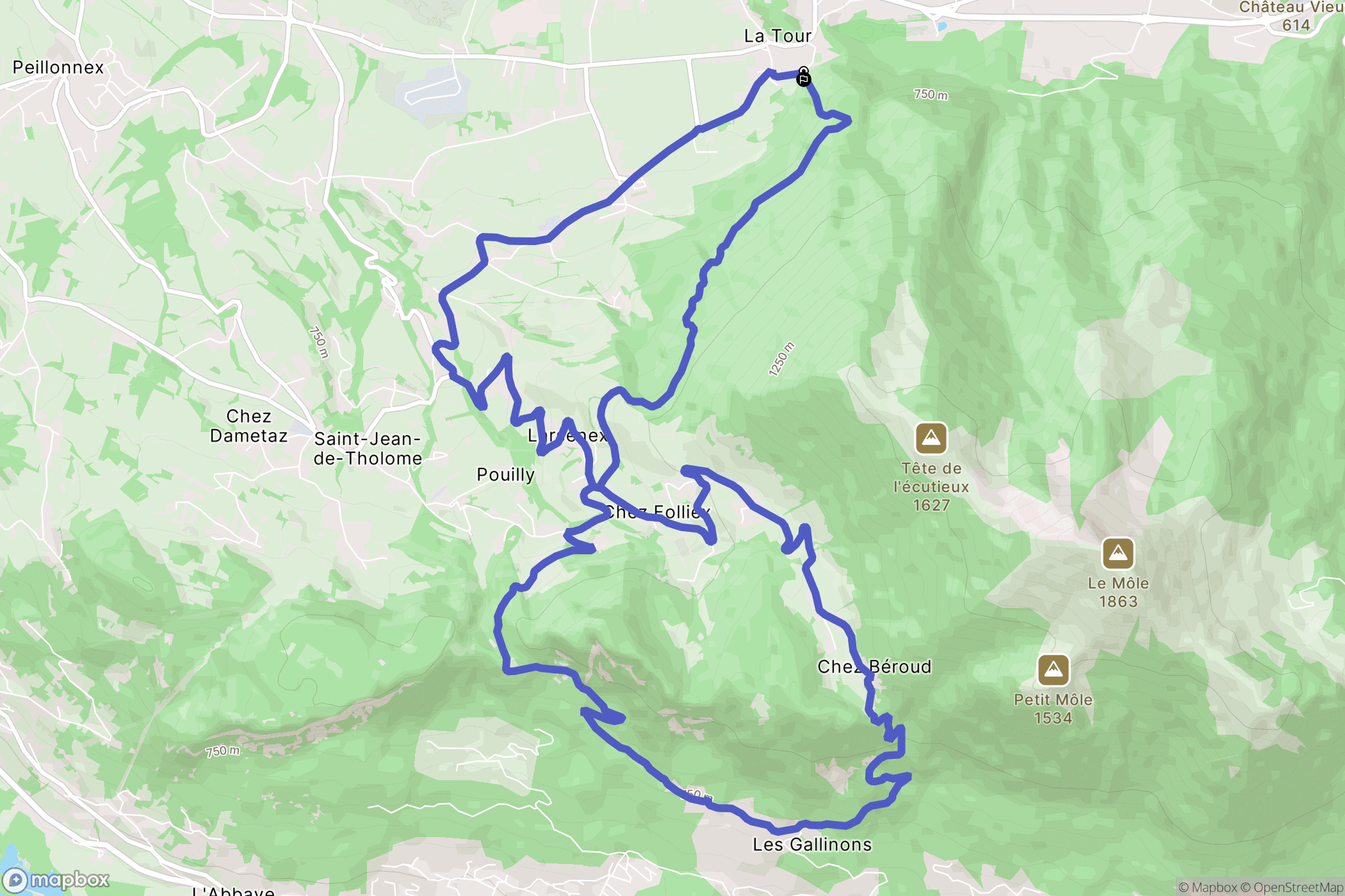 La Tour : carte du parcours de randonnée - France