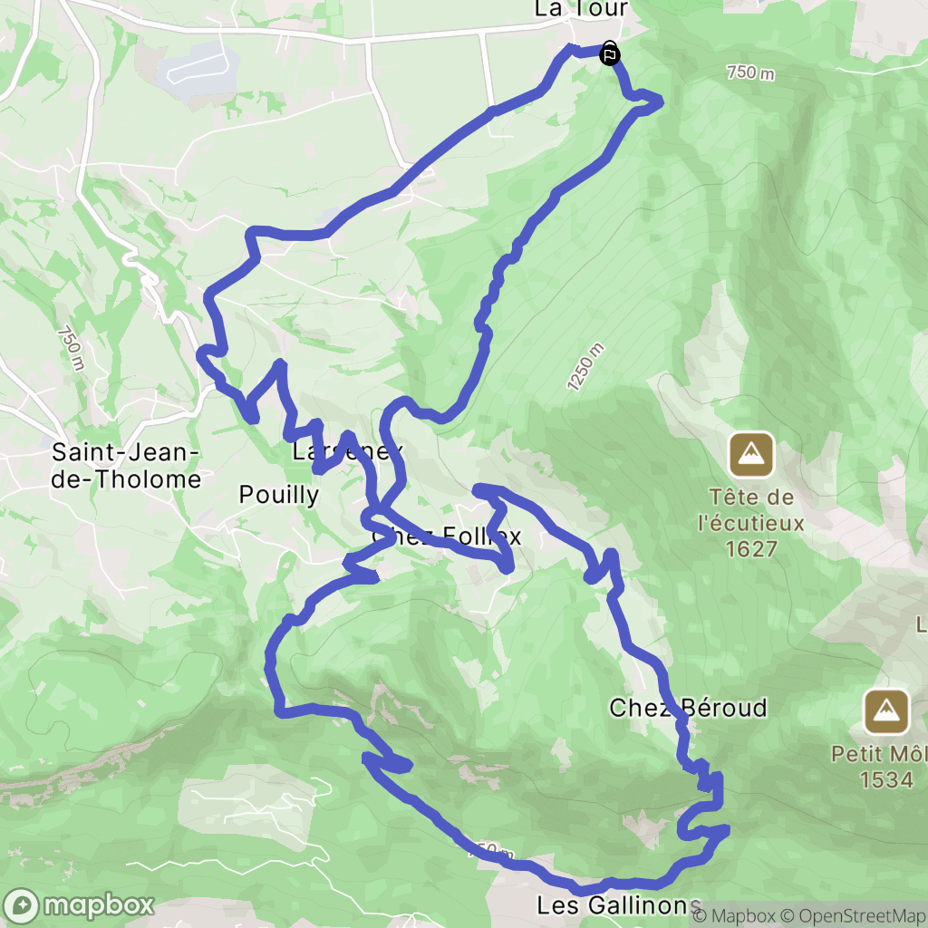 La Tour : carte du parcours de randonnée - France