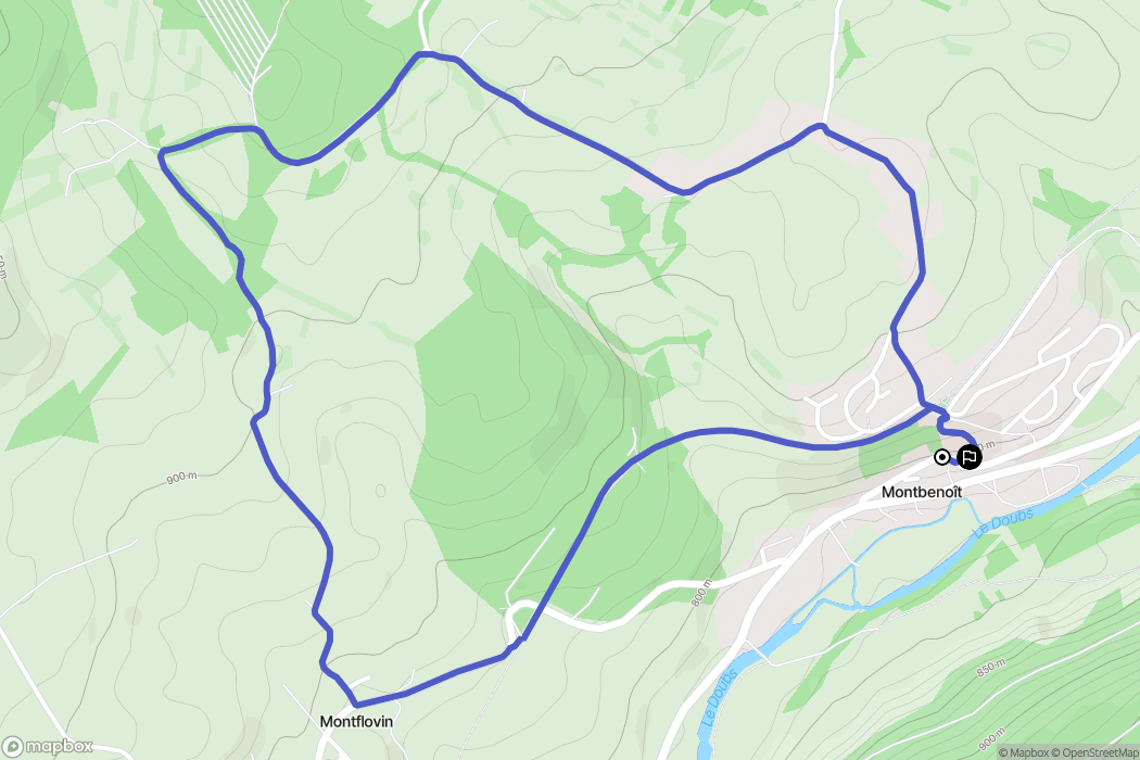 Montbenoit : carte du parcours de randonnée - France
