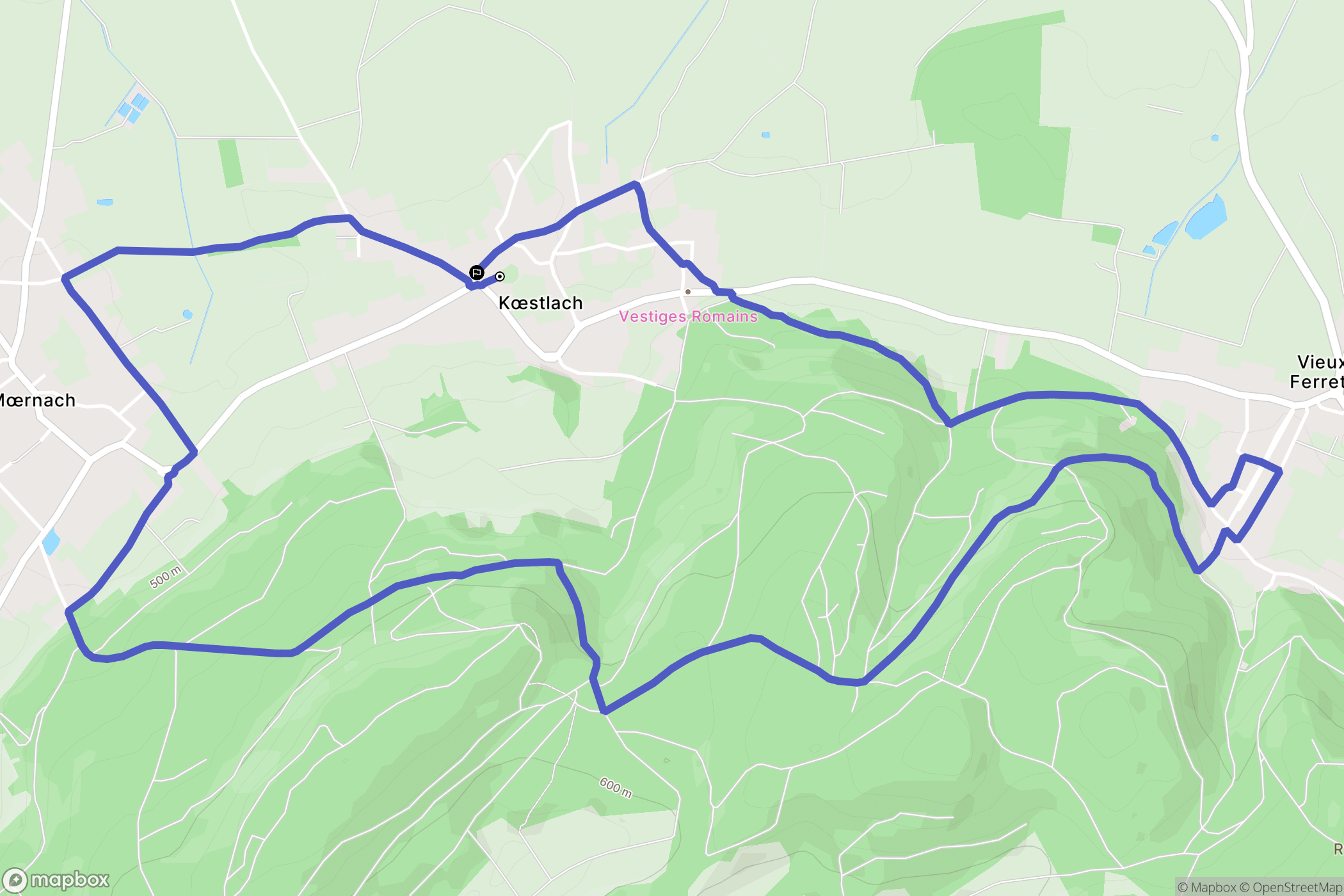Kœstlach : carte du parcours de randonnée - France