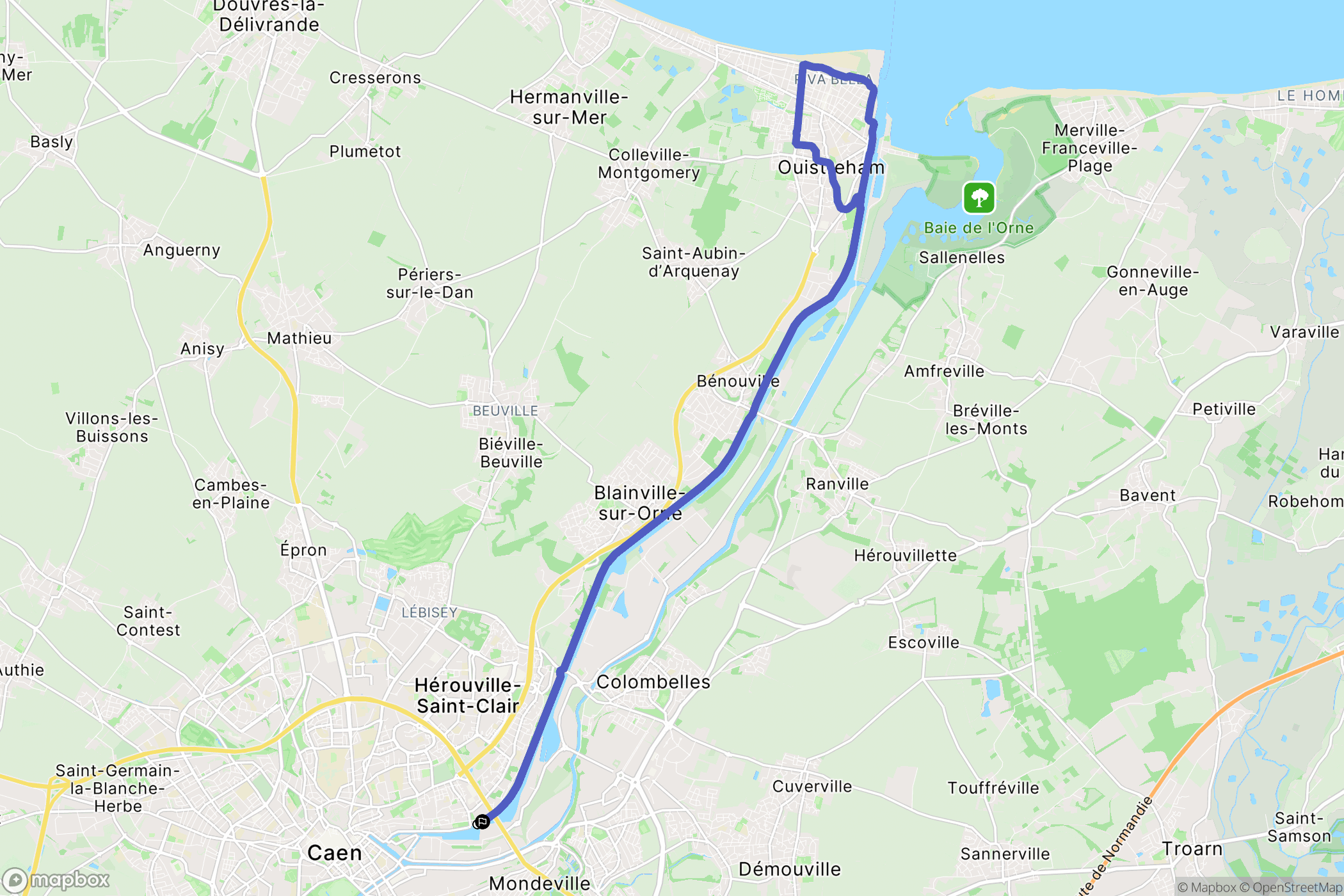 Hérouville-Saint-Clair : carte du parcours de randonnée - France