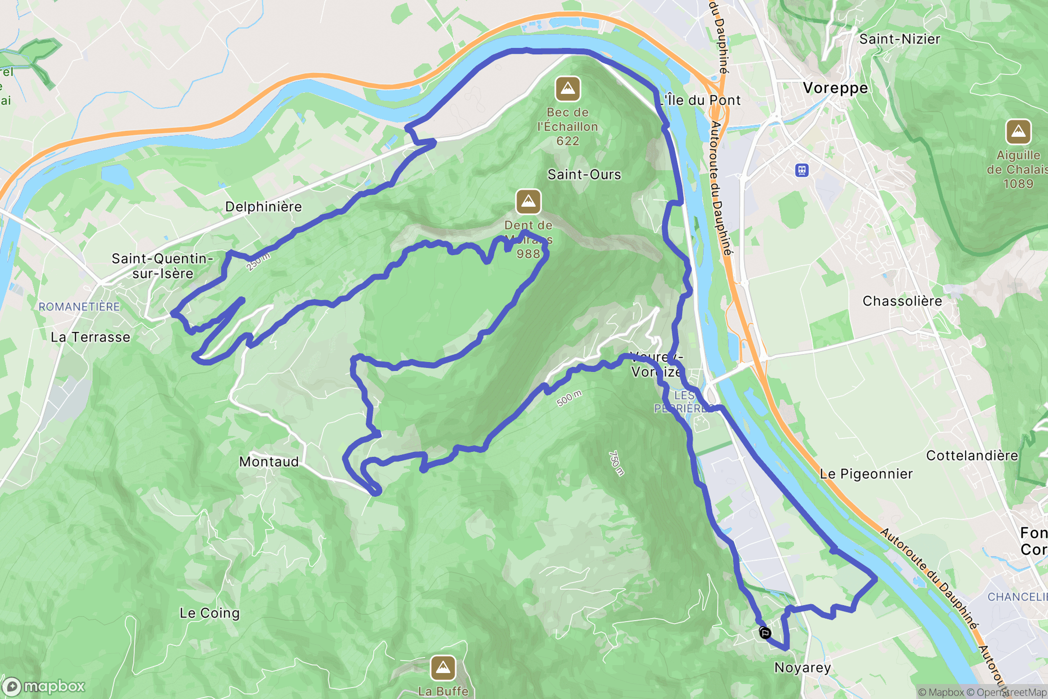 Noyarey : carte du parcours de randonnée - France