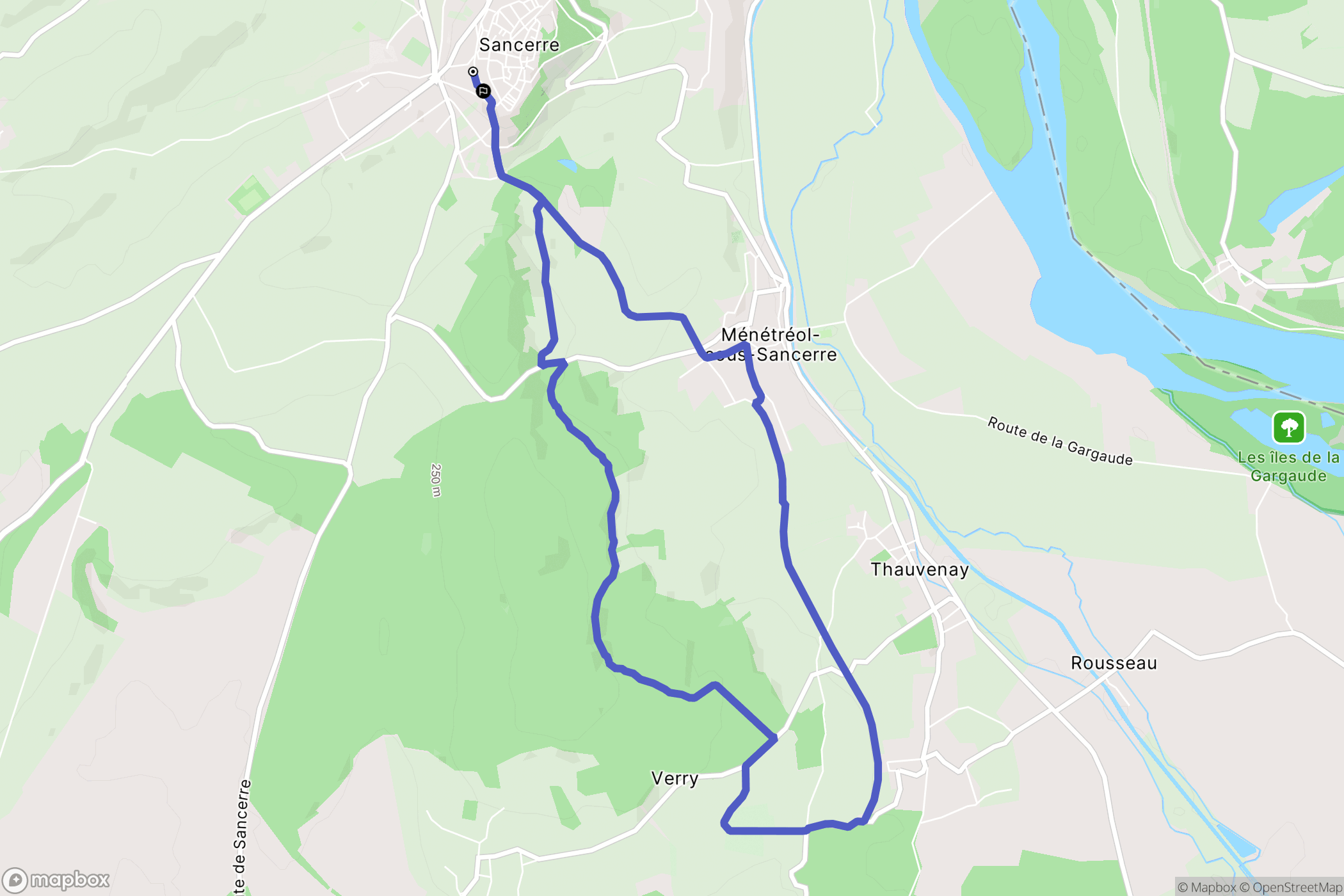 Sancerre : carte du parcours de randonnée - France