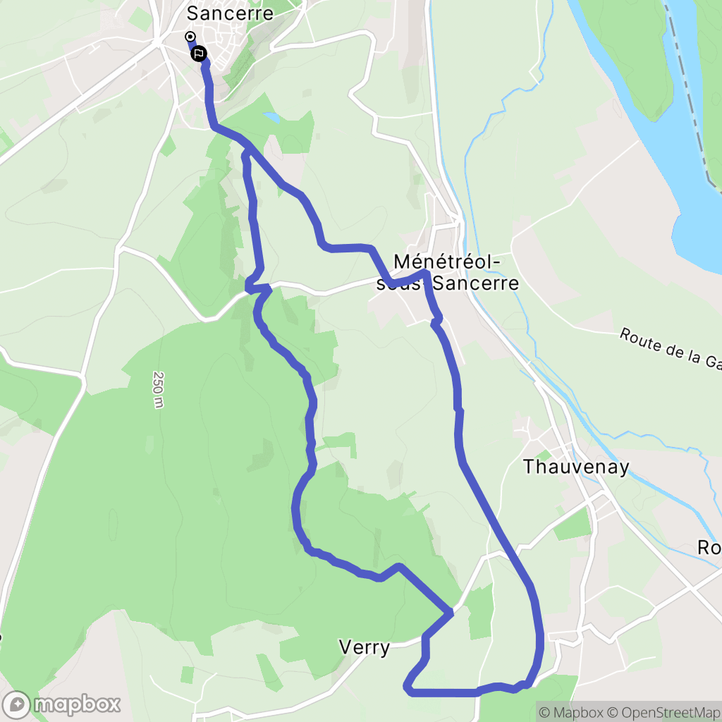 Sancerre : carte du parcours de randonnée - France